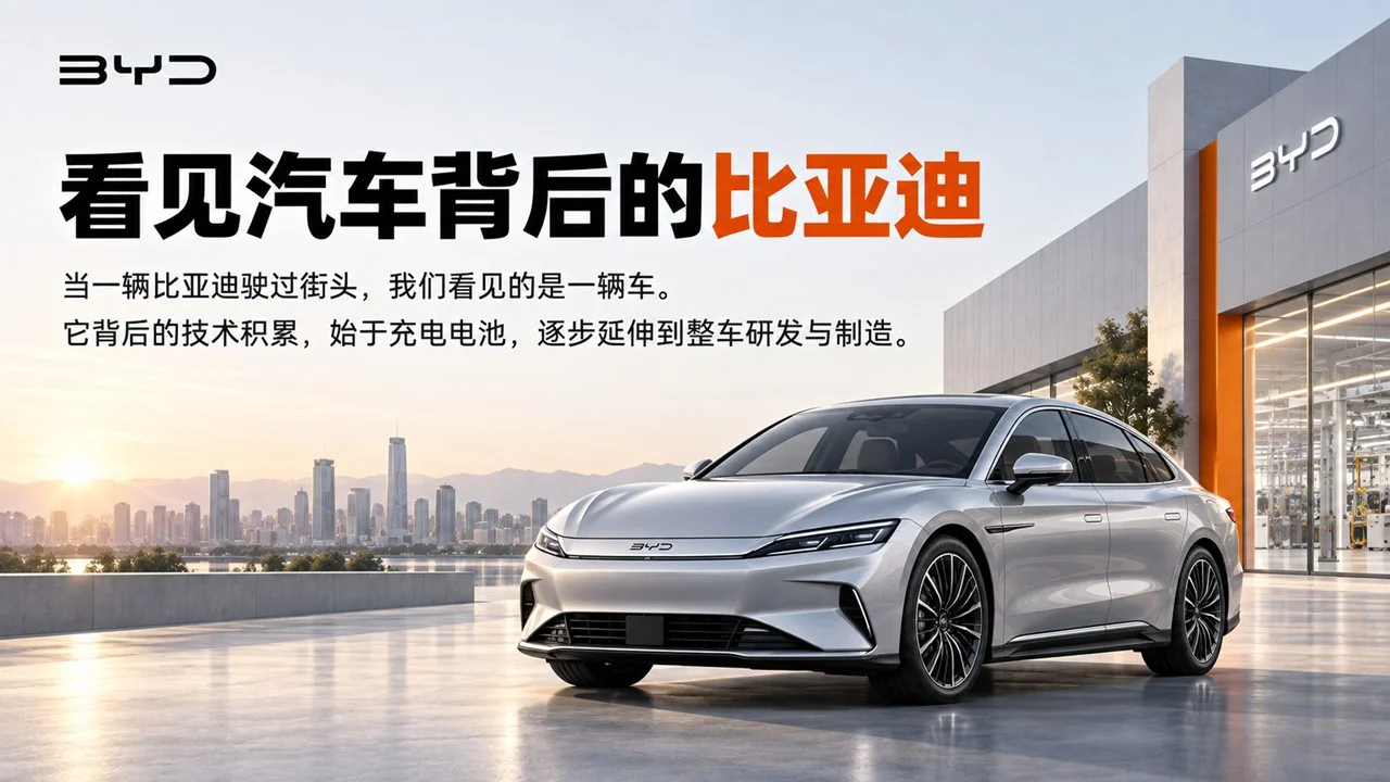 高端比亚迪BYD企业介绍PPT｜新能源汽车科技企业品牌宣传汇报模板 - 预览图1