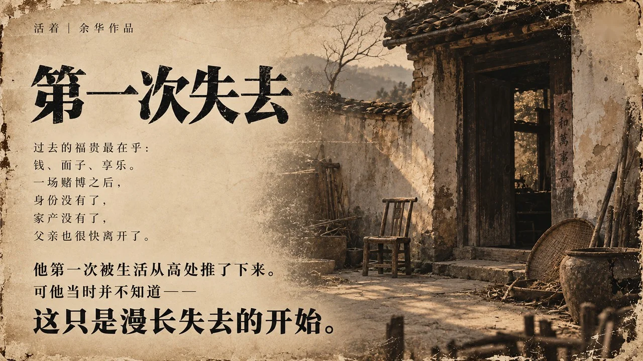 《活着》读书分享PPT 26页 旧纸土地风 - 预览图2