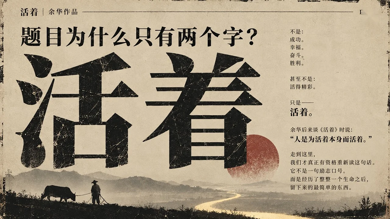 《活着》读书分享PPT 26页 旧纸土地风 - 预览图6