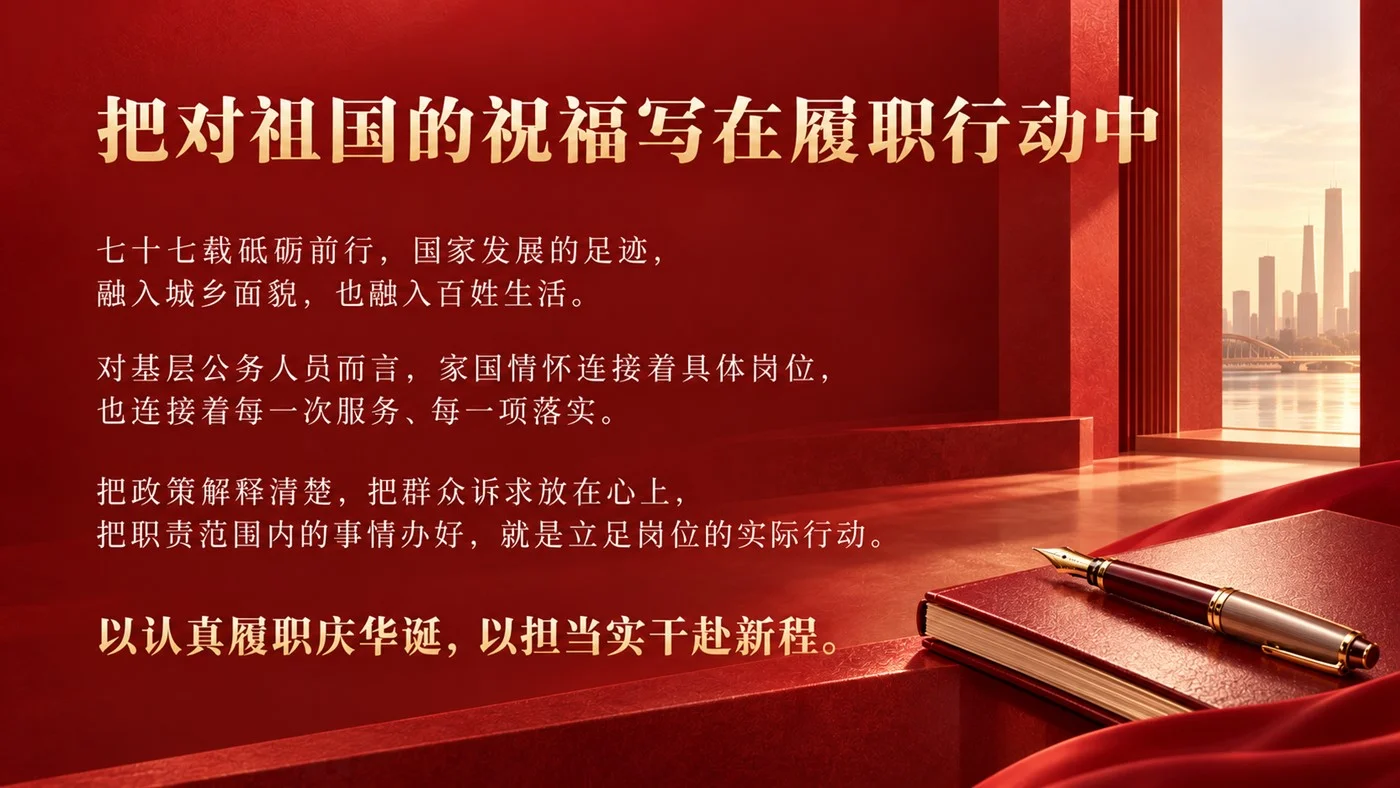 盛世华诞共赴新程｜基层公务人员履职能力专题培训PPT｜国庆主题基层干部培训课件 - 预览图1