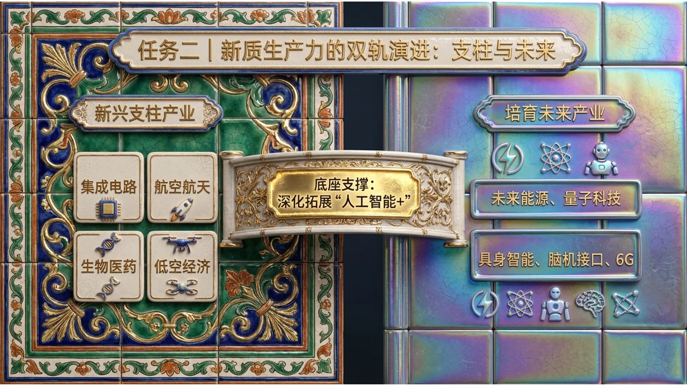 西方彩色陶瓷工艺品风格政府工作报告PPT - 预览图10