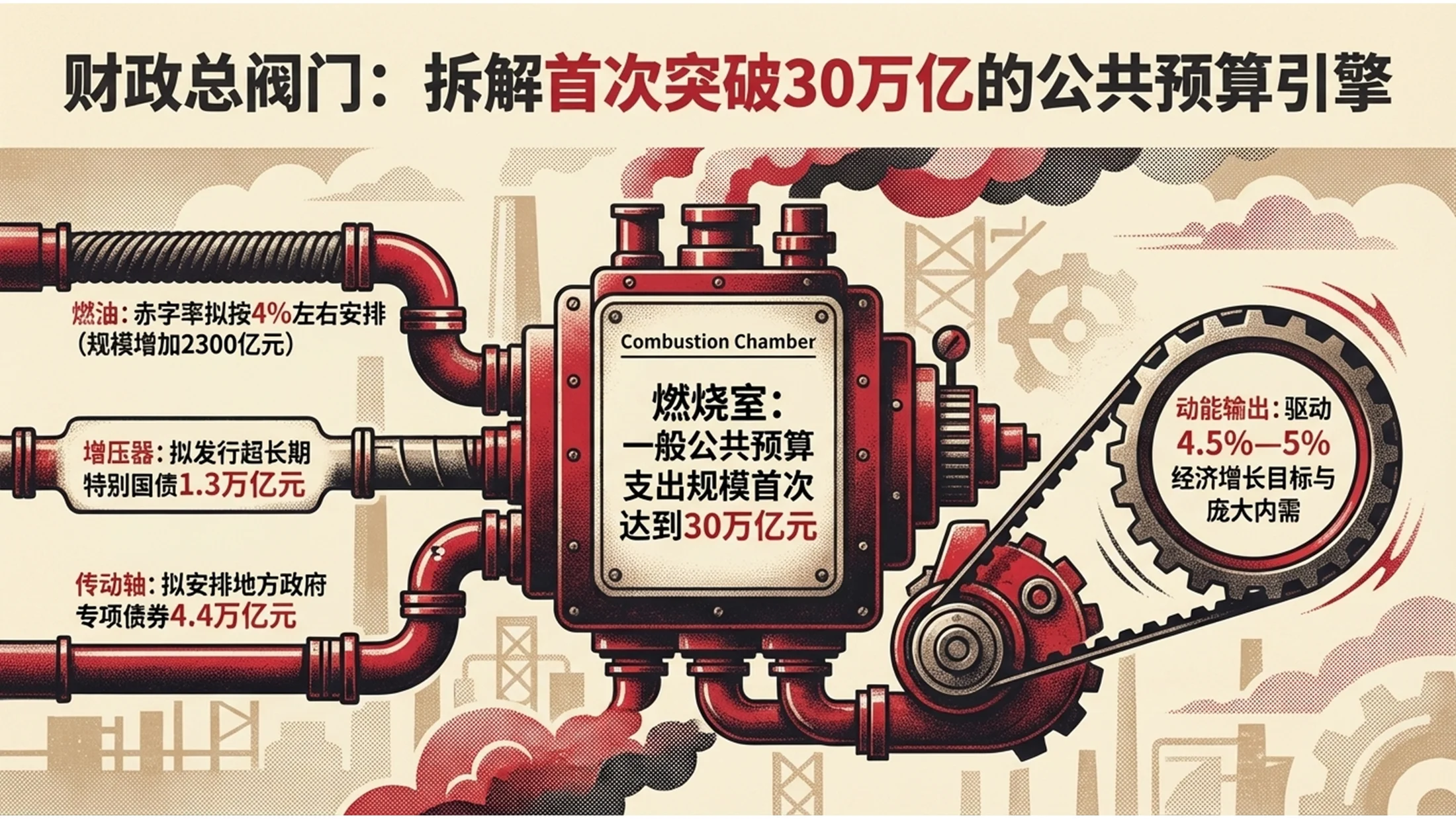 红色复古报纸商业插画政府工作报告PPT - 预览图5