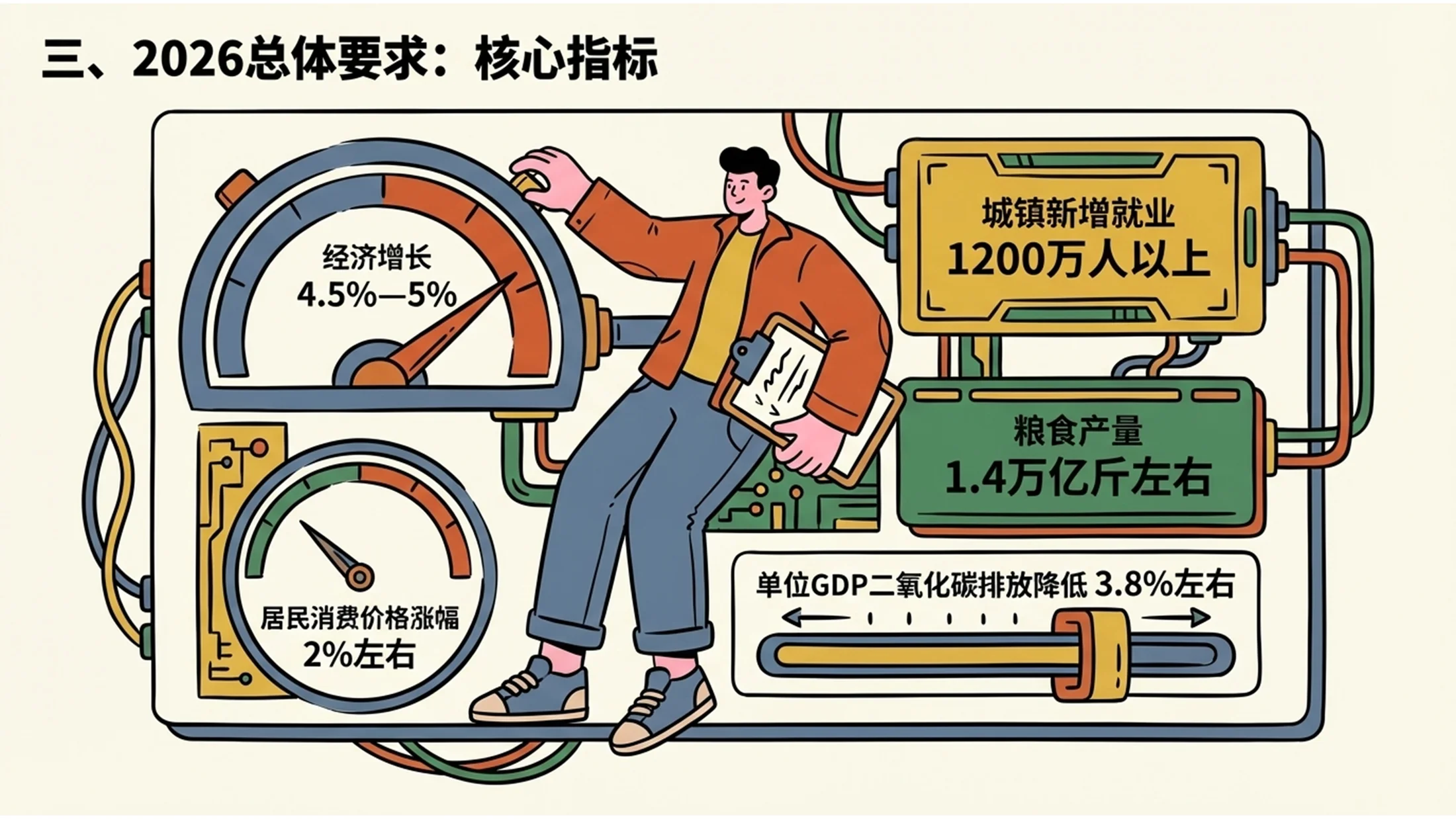 多色创意商业插画风格政府工作报告PPT - 预览图5