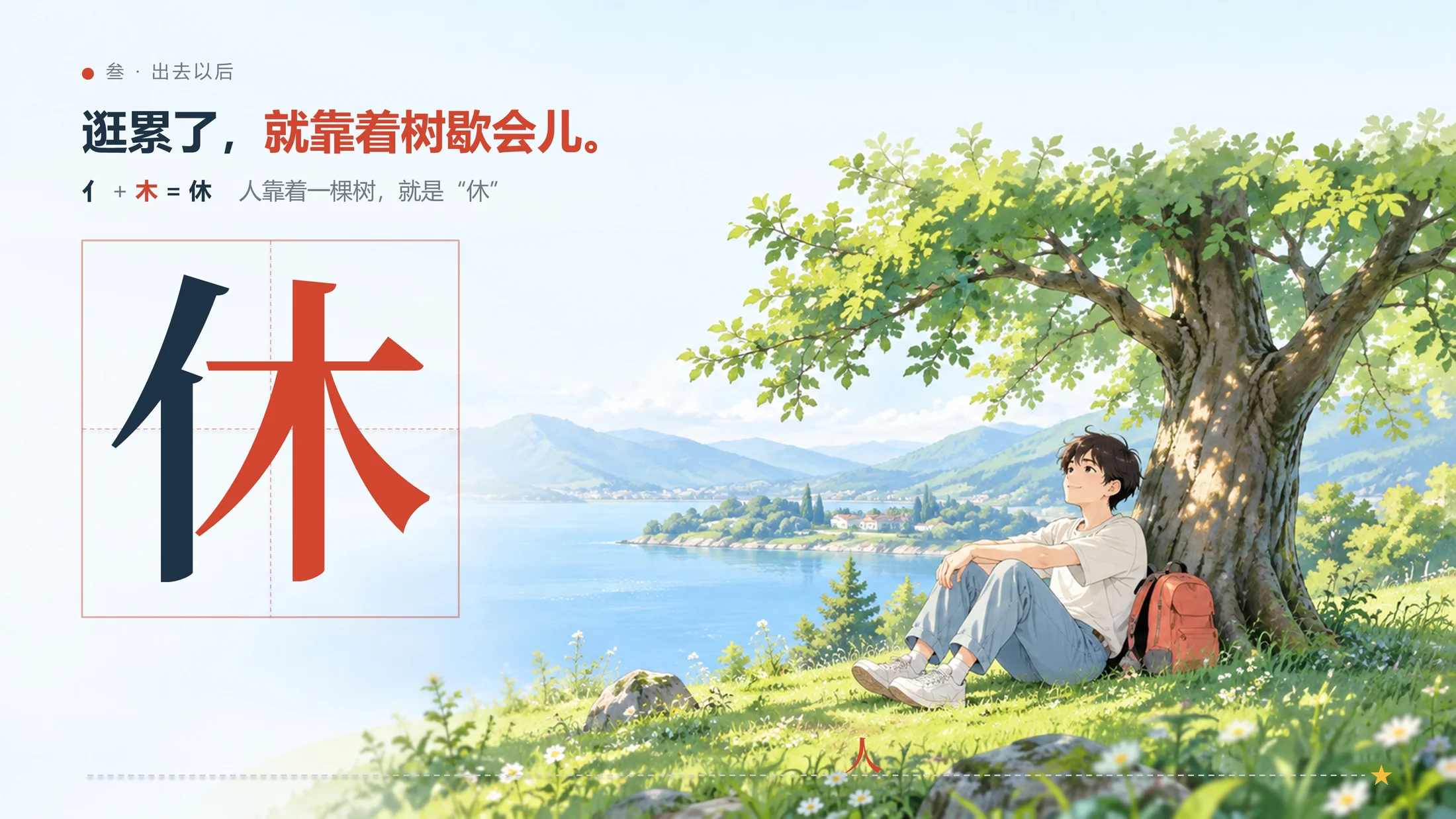 一个趣味PPT-这些汉字告诉我：放假一定要出去玩（可编辑） - 预览图15