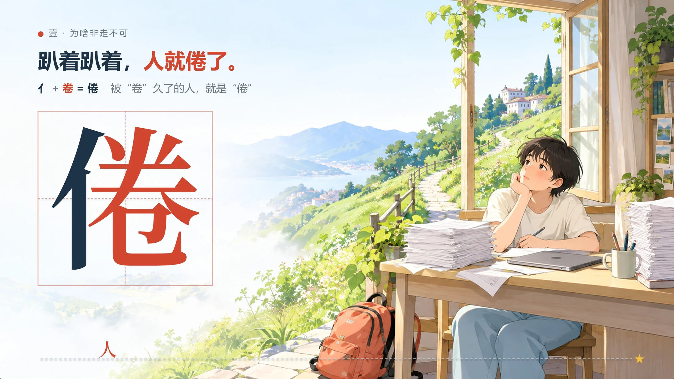 一个趣味PPT-这些汉字告诉我：放假一定要出去玩（可编辑） - 预览图4