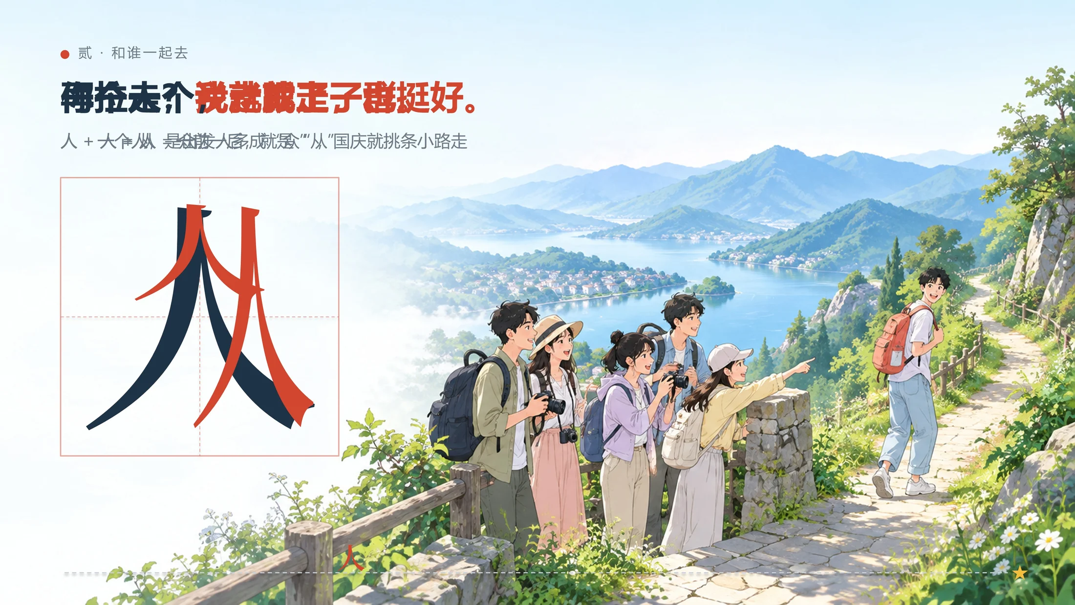 一个趣味PPT-这些汉字告诉我：放假一定要出去玩（可编辑） - 预览图8