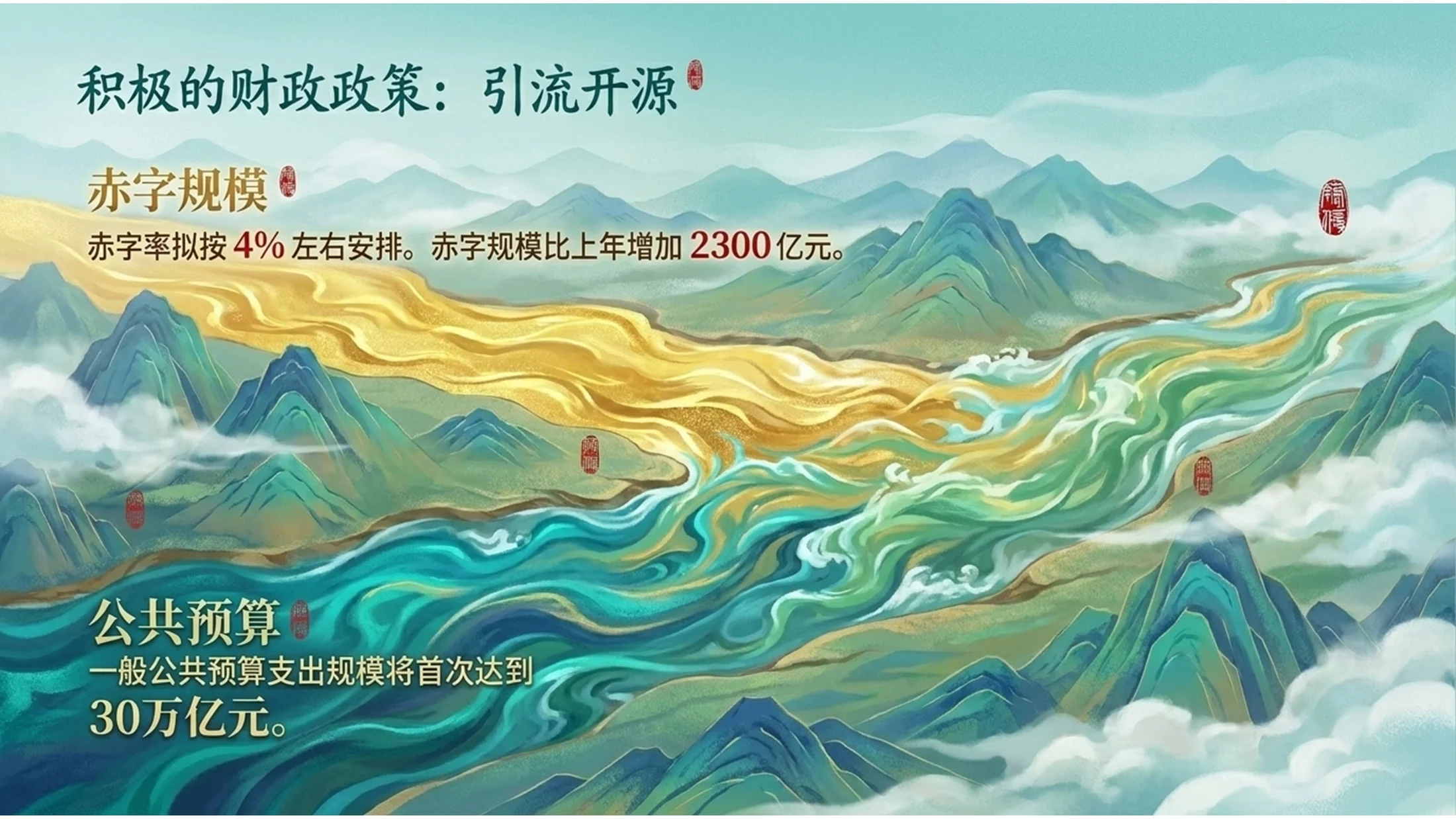 新中式国潮青山绿水风格政府工作报告PPT - 预览图5