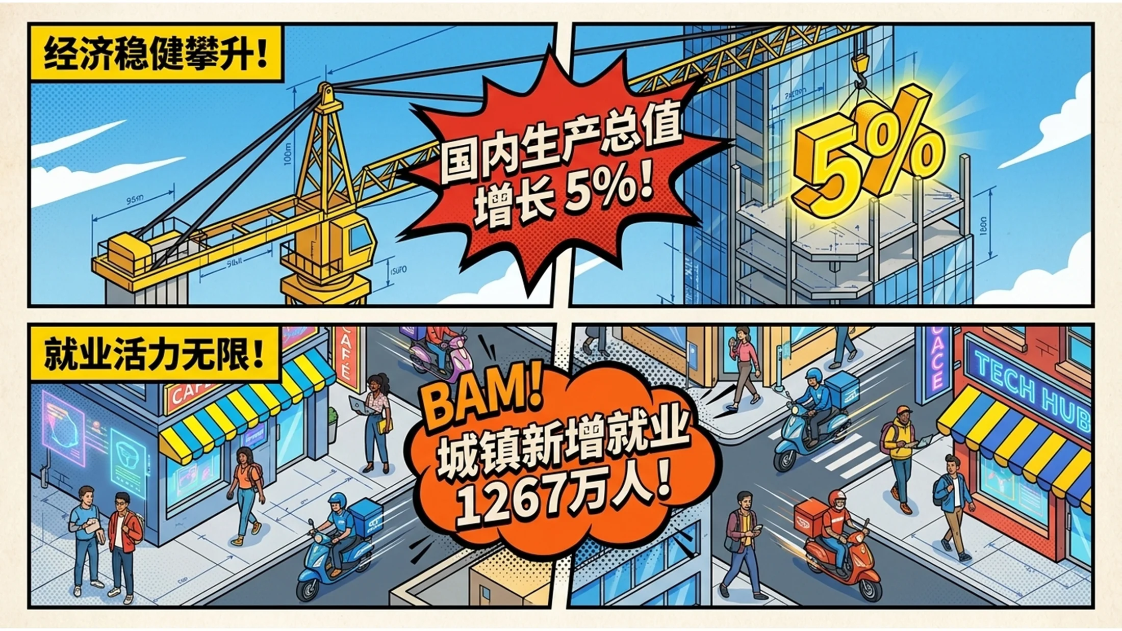 炫彩卡通漫画故事版风格政府工作报告PPT - 预览图2