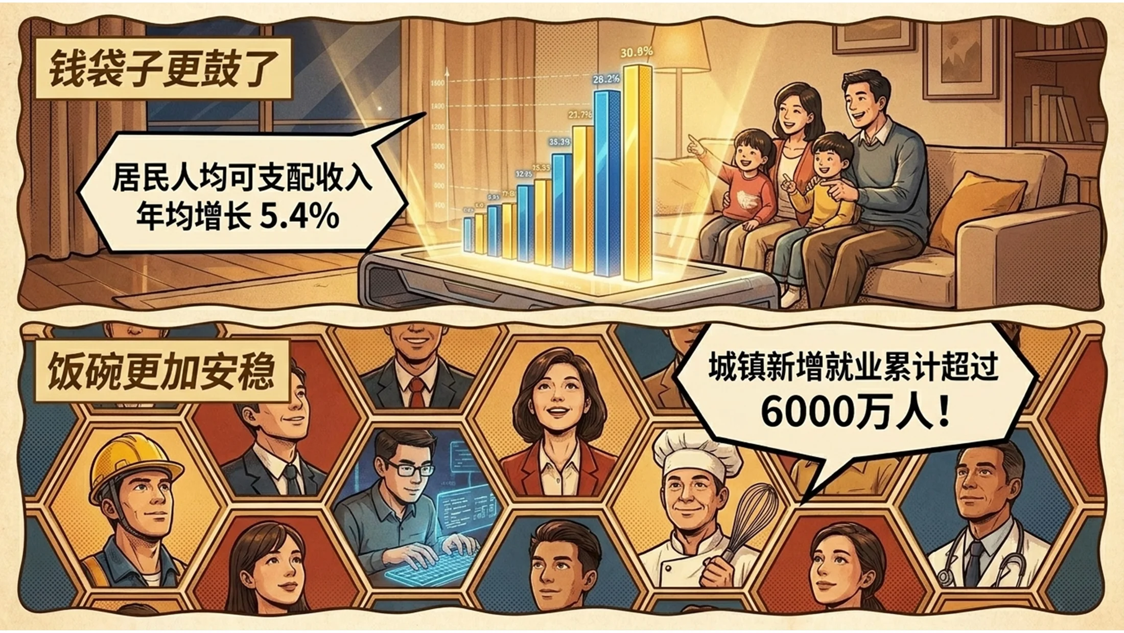 炫彩卡通漫画故事版风格政府工作报告PPT - 预览图5
