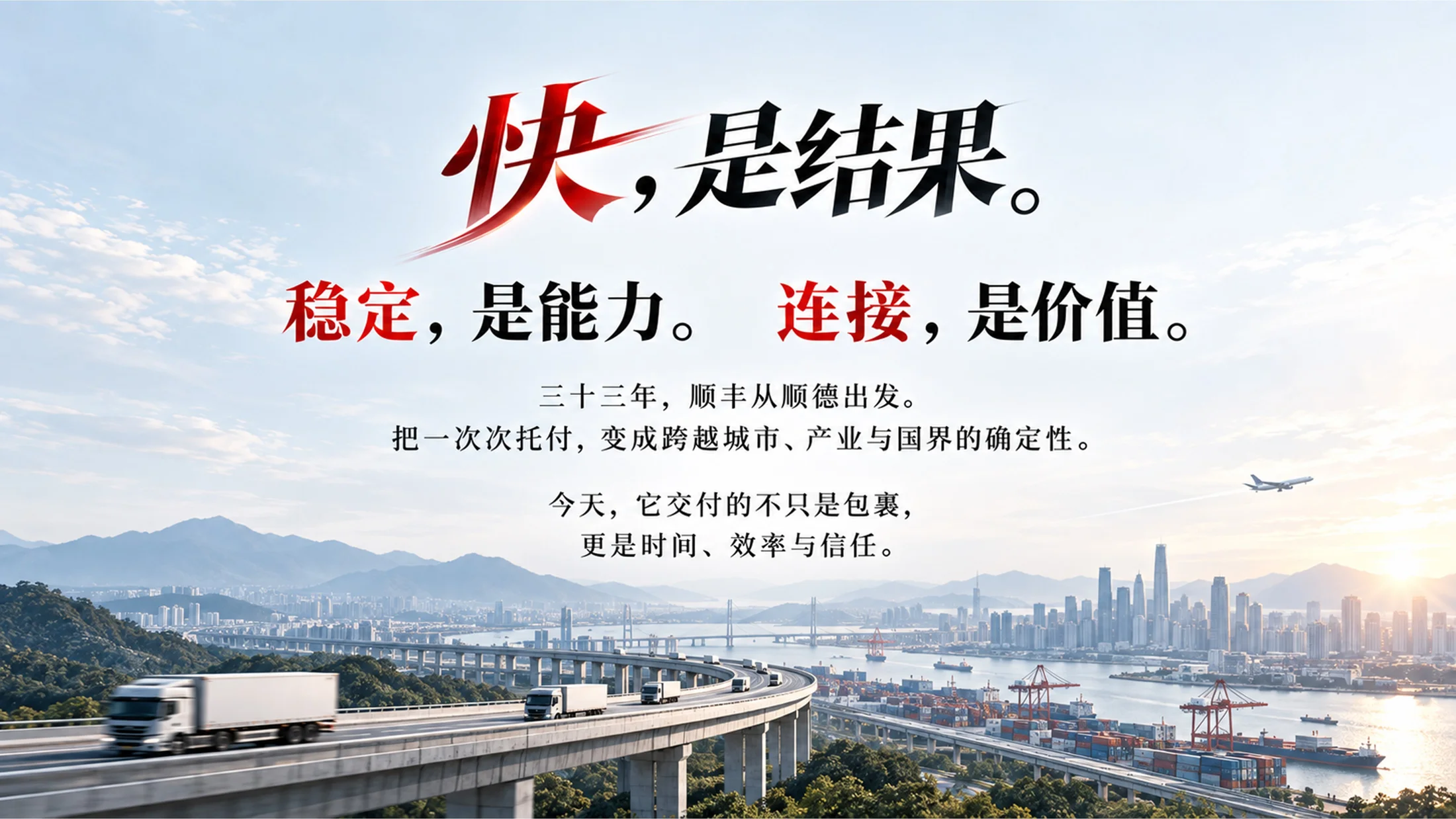 《抵达，不止于快》顺丰控股企业介绍PPT｜高端物流企业品牌宣传汇报模板 - 预览图1