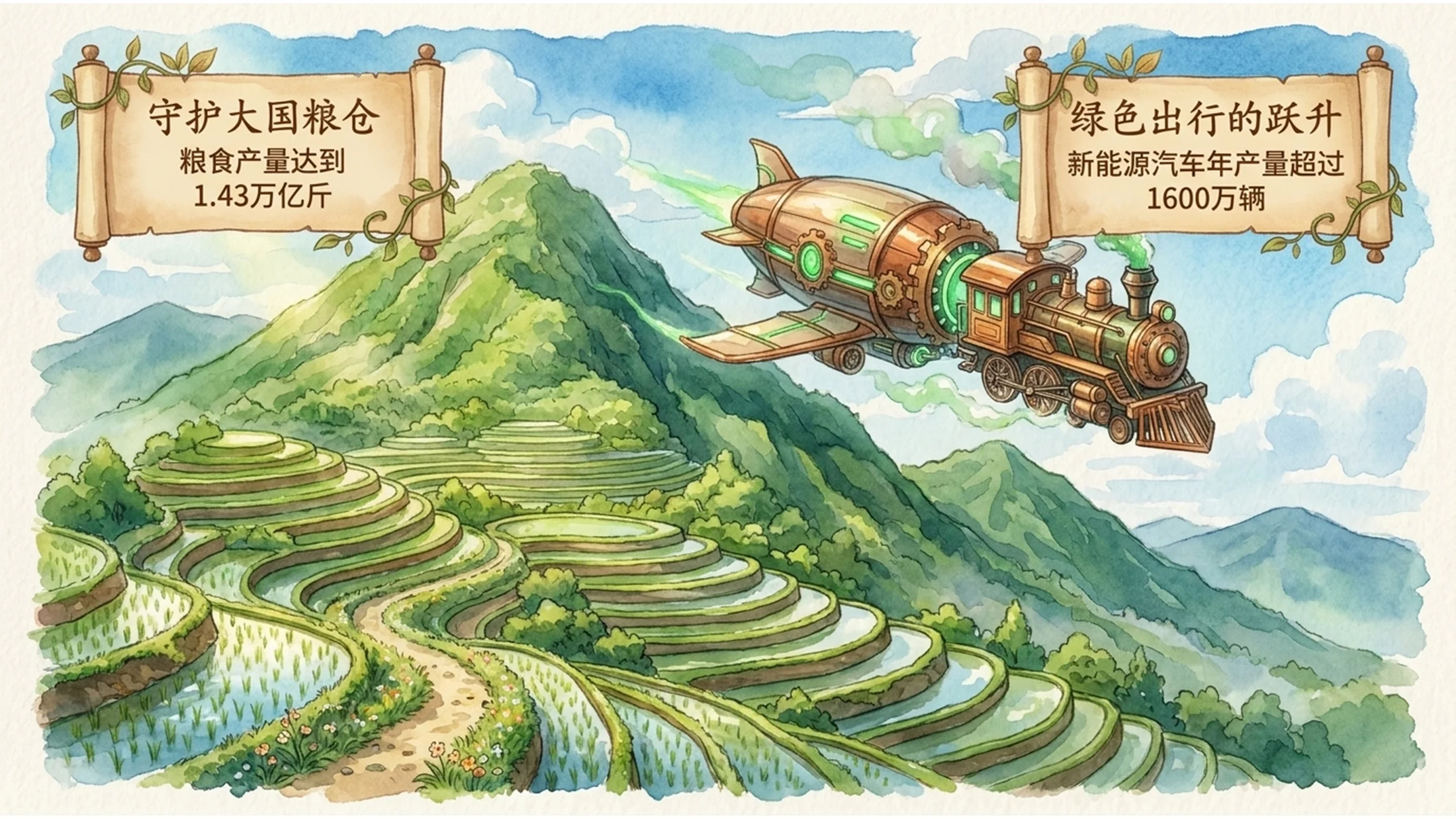 卡通梦幻宫崎骏风格政府工作报告PPT - 预览图2