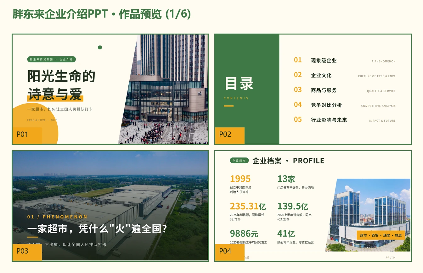 阳光生命的诗意与爱-胖东来商贸集团企业介绍PPT - 预览图1
