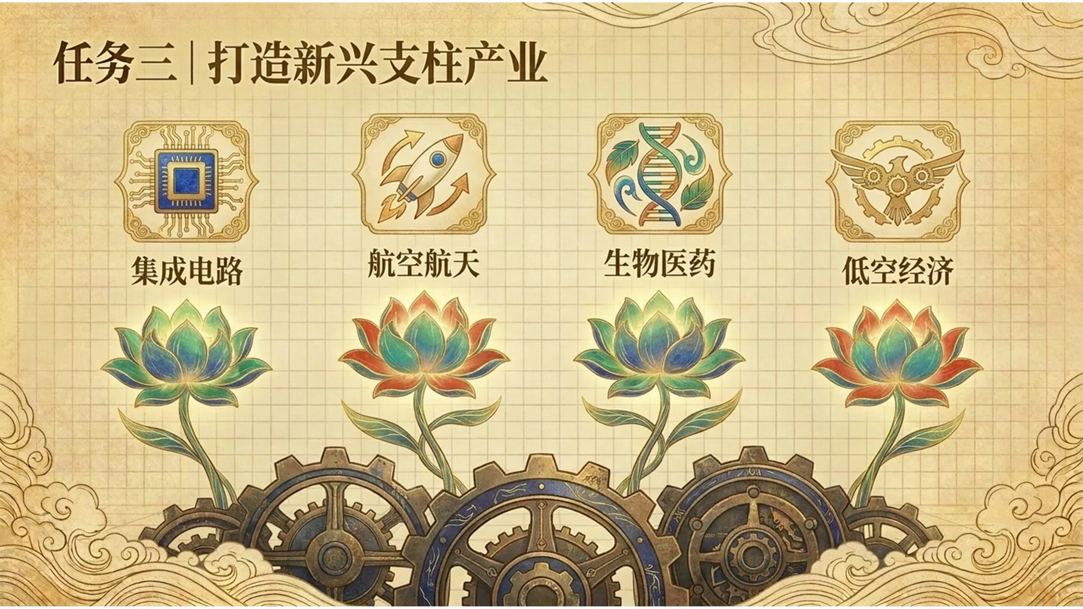 中国传统插画敦煌壁画风政府工作报告PPT - 预览图9