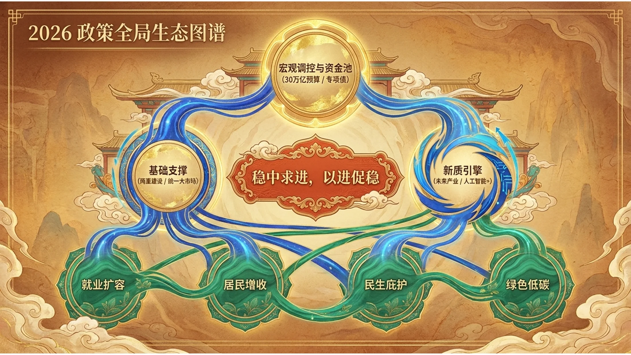 中国传统插画敦煌壁画风政府工作报告PPT - 预览图10