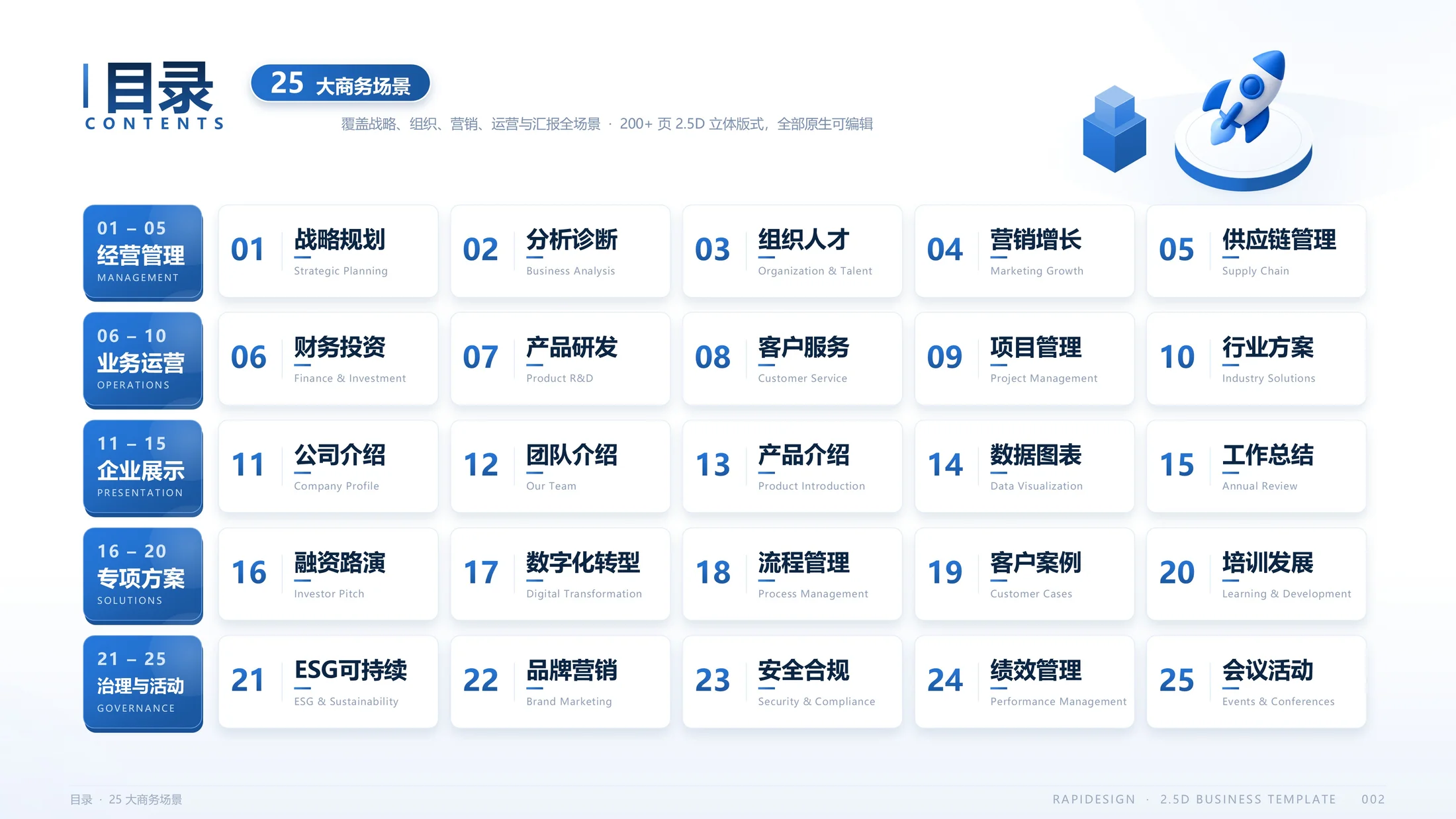 2.5D商务PPT模板库223张（完全可编辑） - 预览图1