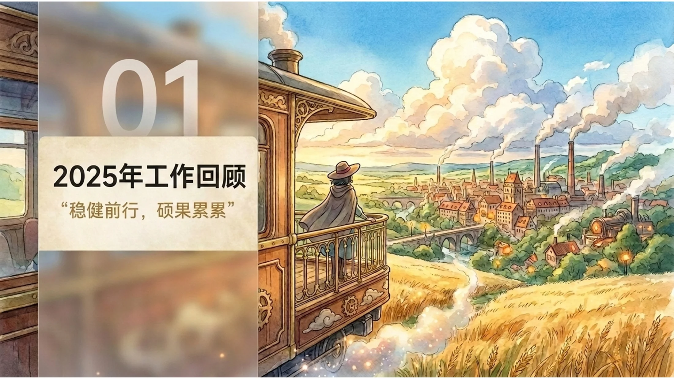 可爱插画吉卜力工作室风格政府工作报告PPT - 预览图1