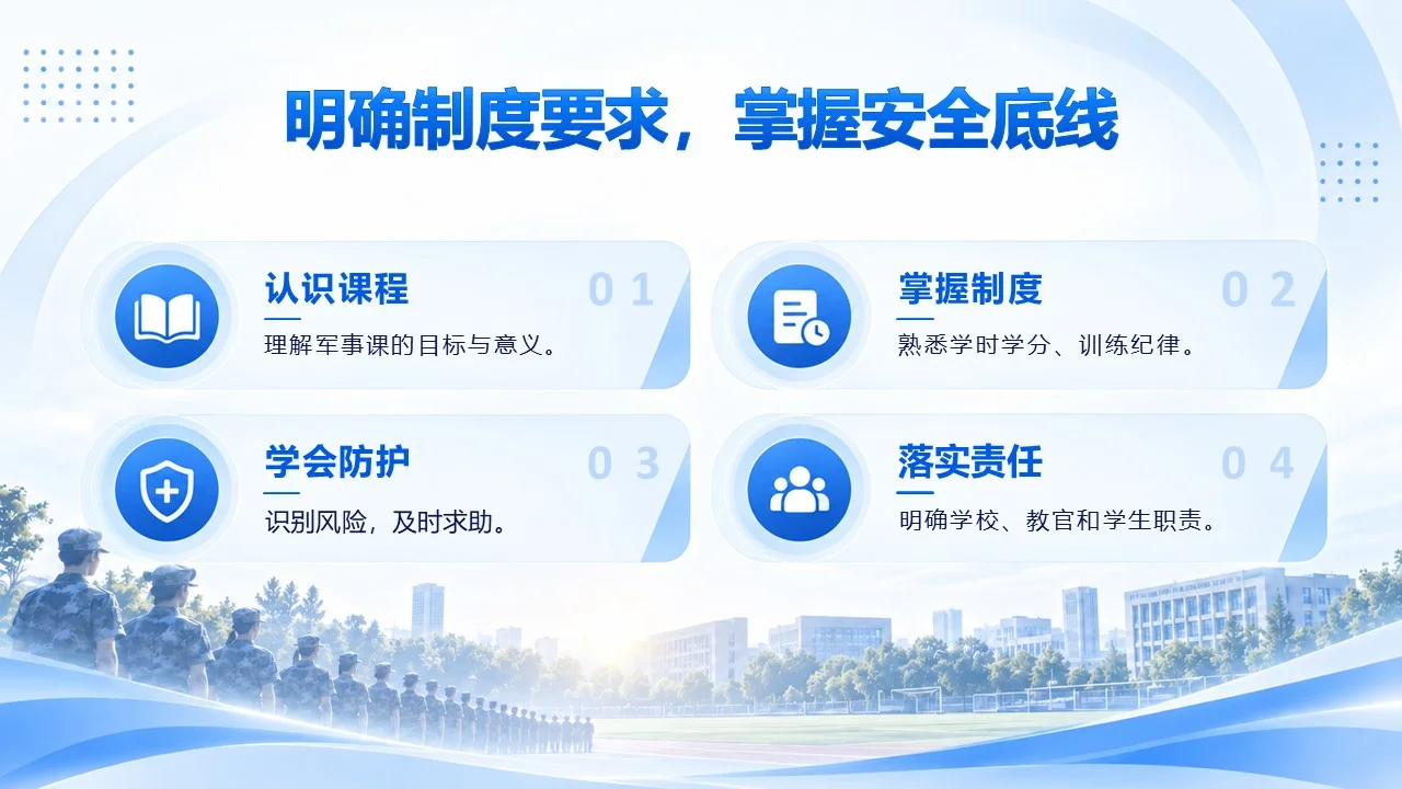 初中、高中、大学国防教育与军训管理PPT课件（110页一套三份可编辑PPT） - 预览图2