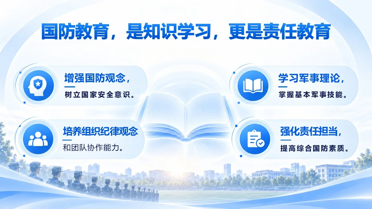 初中、高中、大学国防教育与军训管理PPT课件（110页一套三份可编辑PPT） - 预览图3