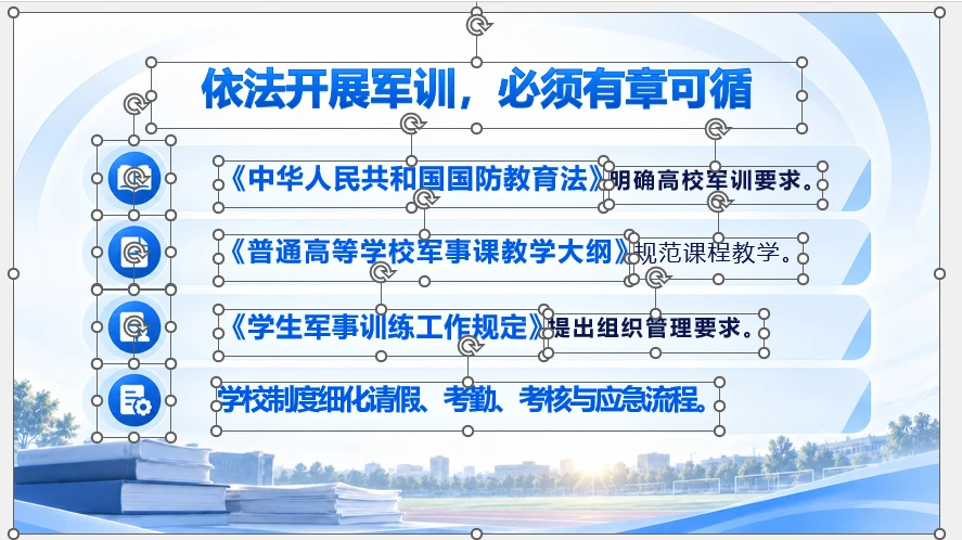 初中、高中、大学国防教育与军训管理PPT课件（110页一套三份可编辑PPT） - 预览图5
