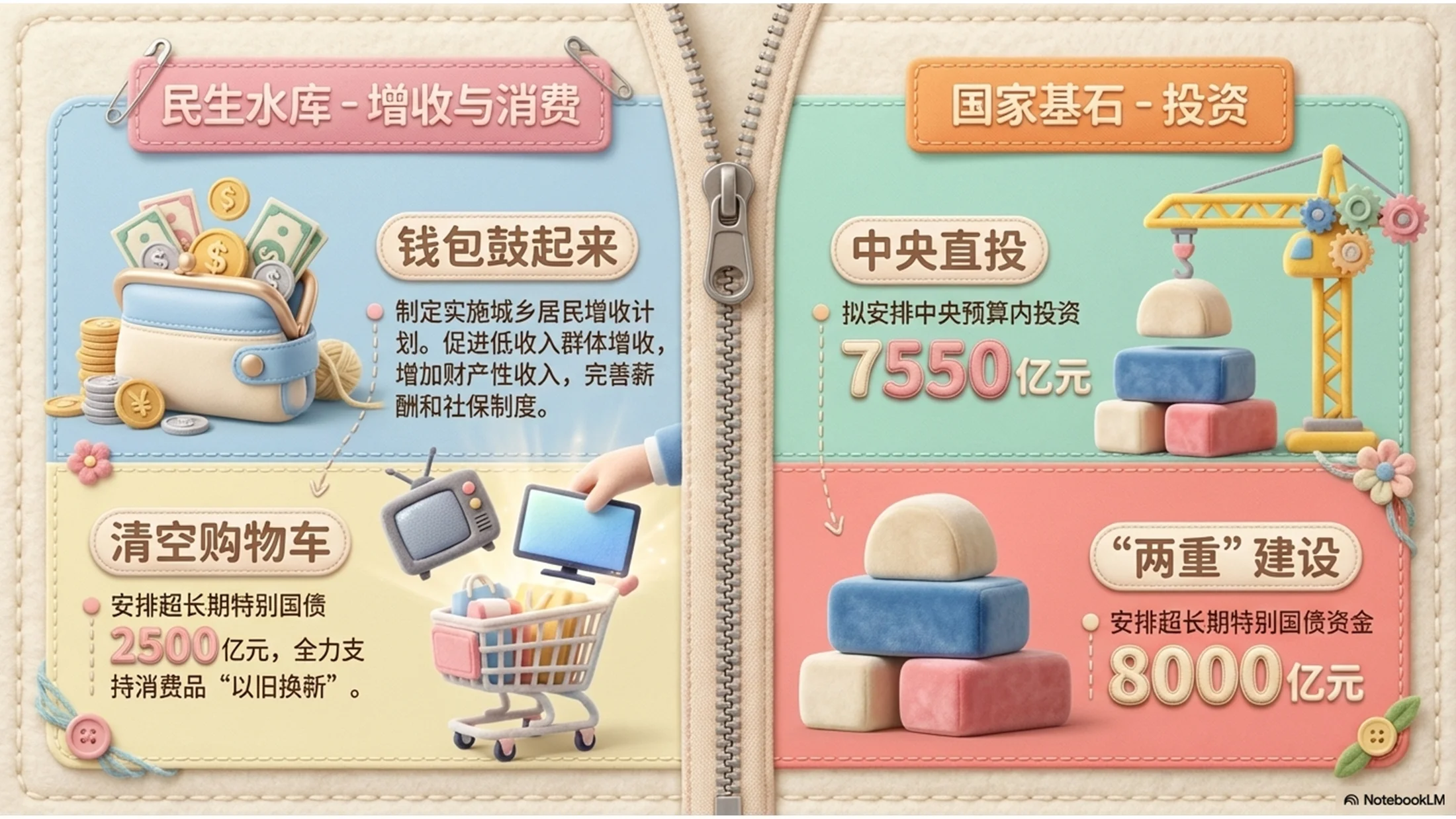 粉嫩可爱毛绒风格政府工作报告PPT - 预览图6