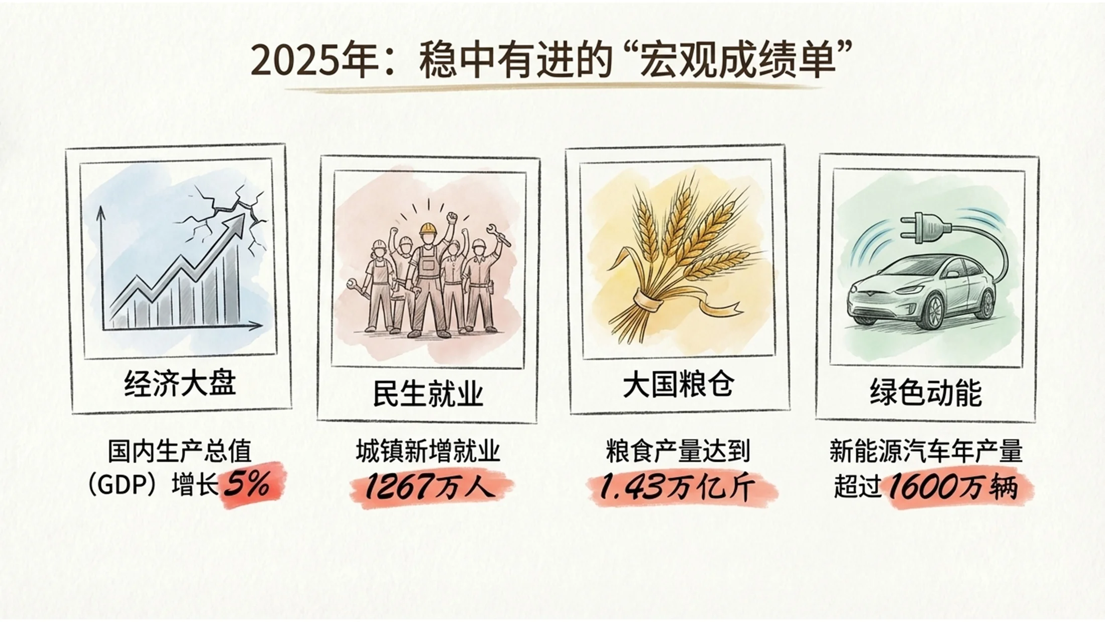 彩色水粉草图风格政府工作报告PPT - 预览图2