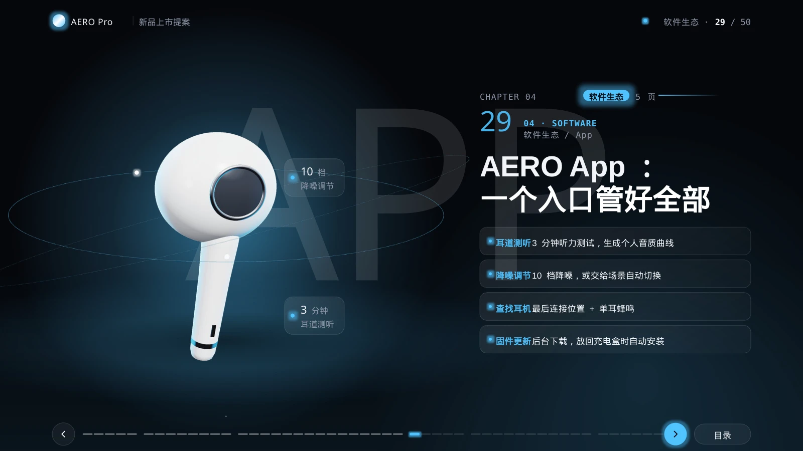 AERO Pro 智能降噪耳机新品上市提案｜3D交互演示PPT - 预览图8