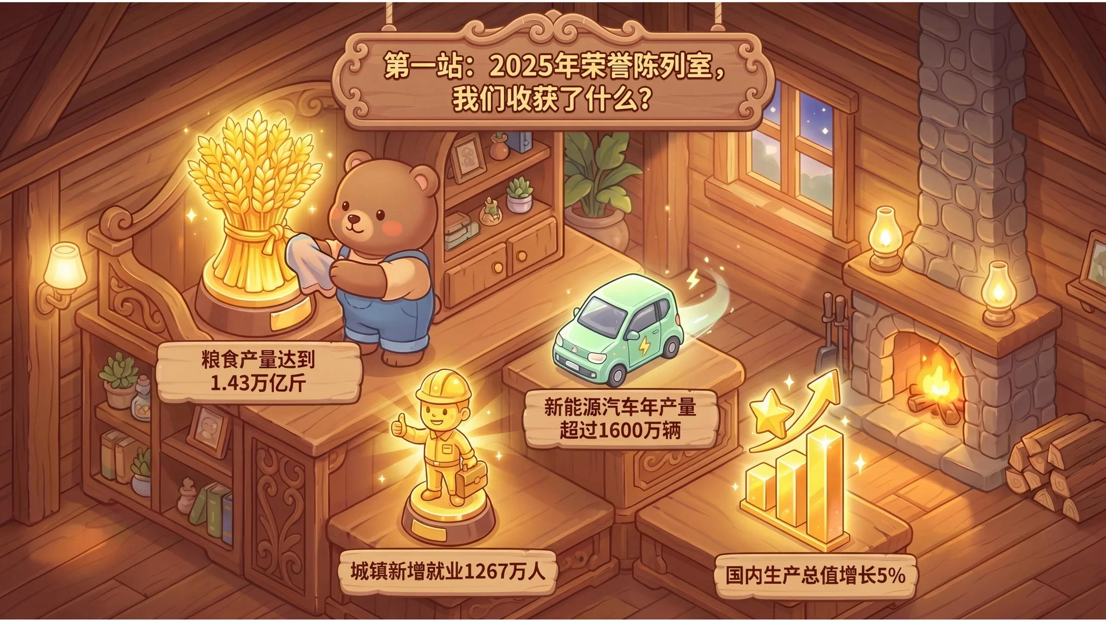 立体插画可爱卡通风格政府工作报告PPT - 预览图2