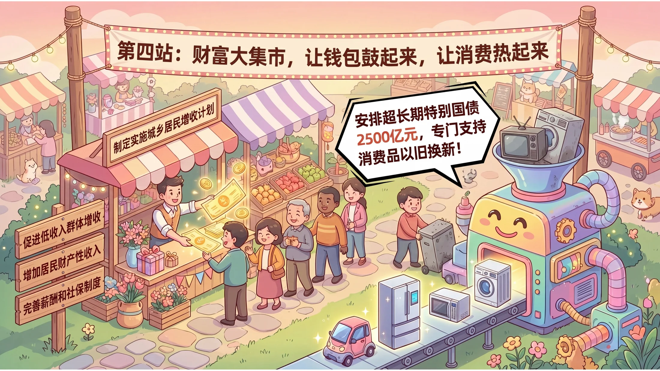 立体插画可爱卡通风格政府工作报告PPT - 预览图8