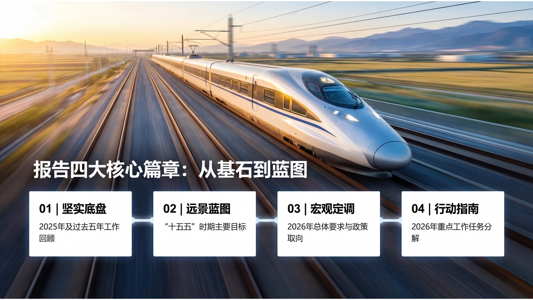 现代磨砂玻璃写实图片风格政府工作报告PPT - 预览图1