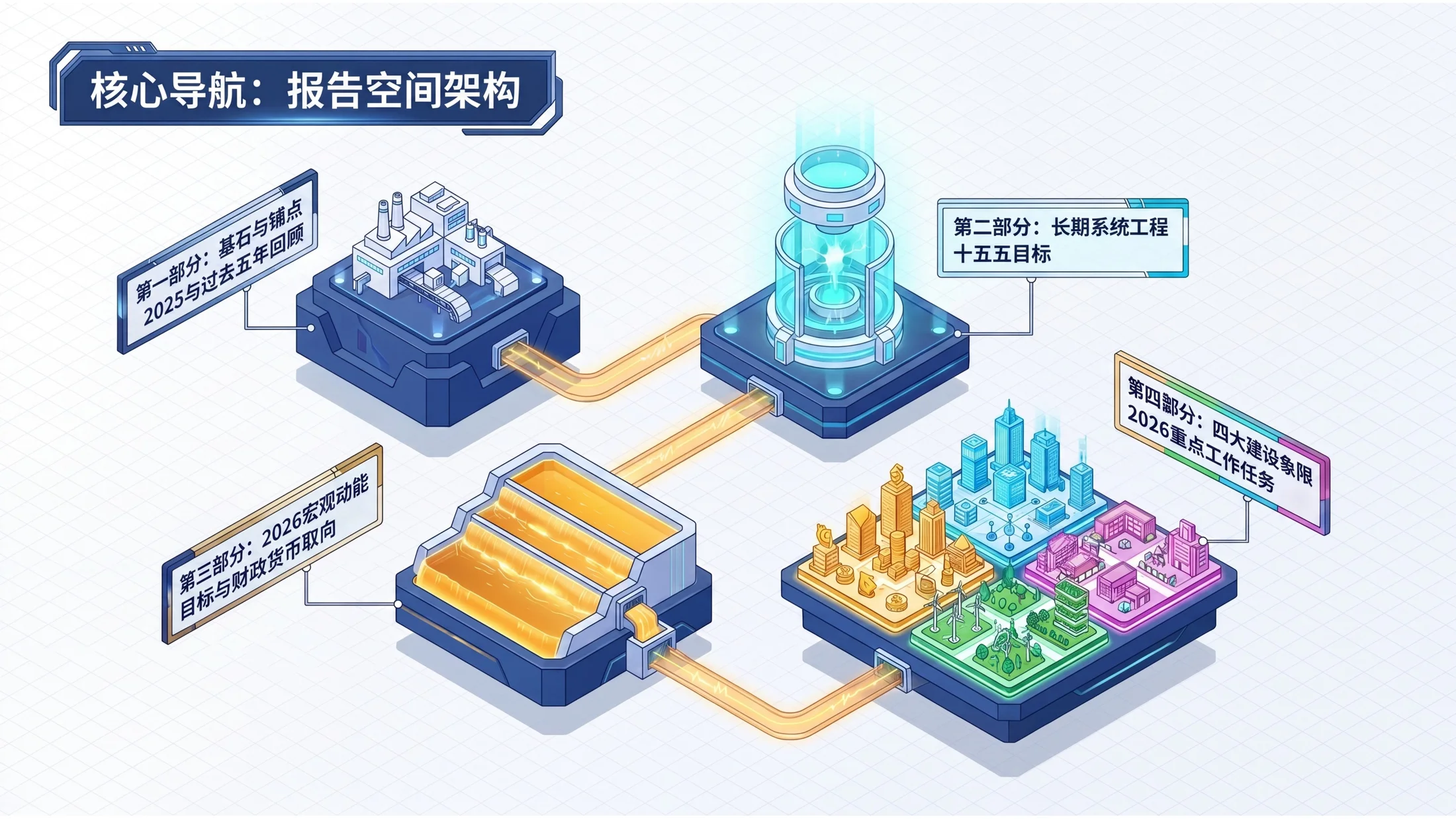 彩色光影等距2.5D风格政府工作报告PPT - 预览图1