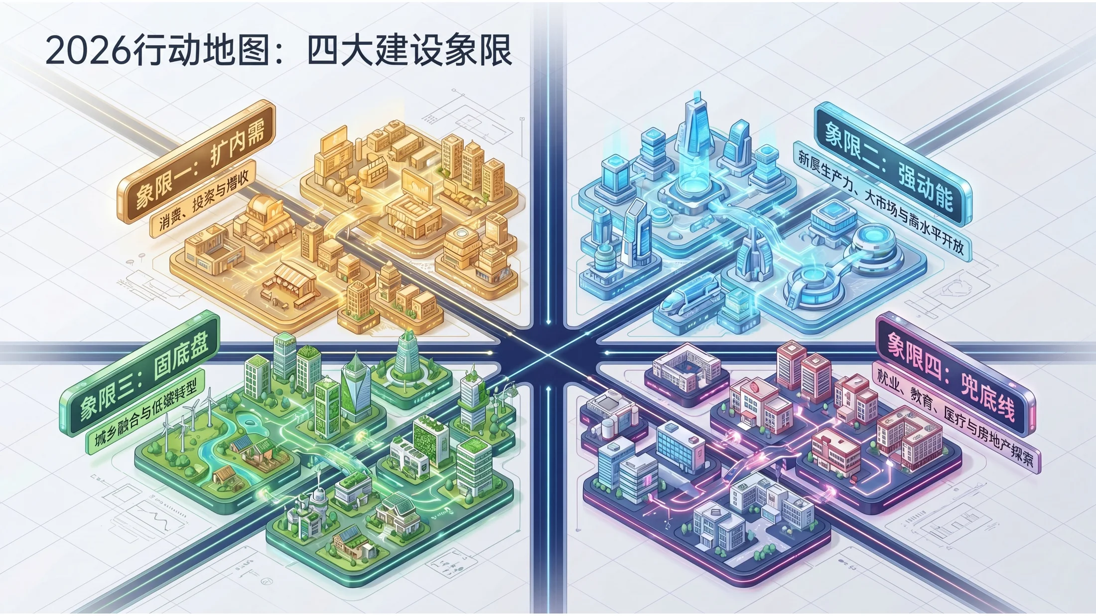 彩色光影等距2.5D风格政府工作报告PPT - 预览图4