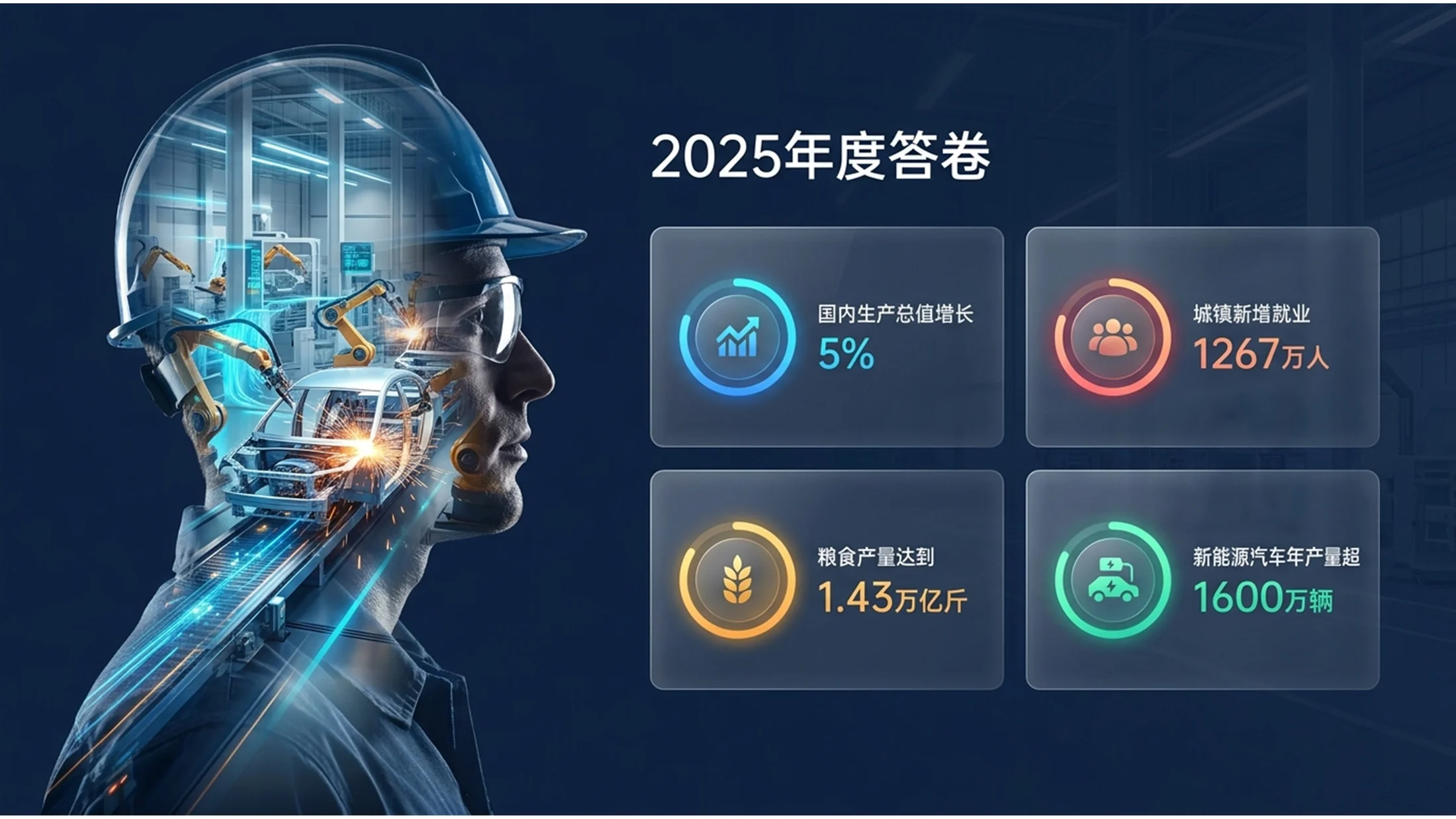 深色双重曝光风格政府工作报告PPT - 预览图1