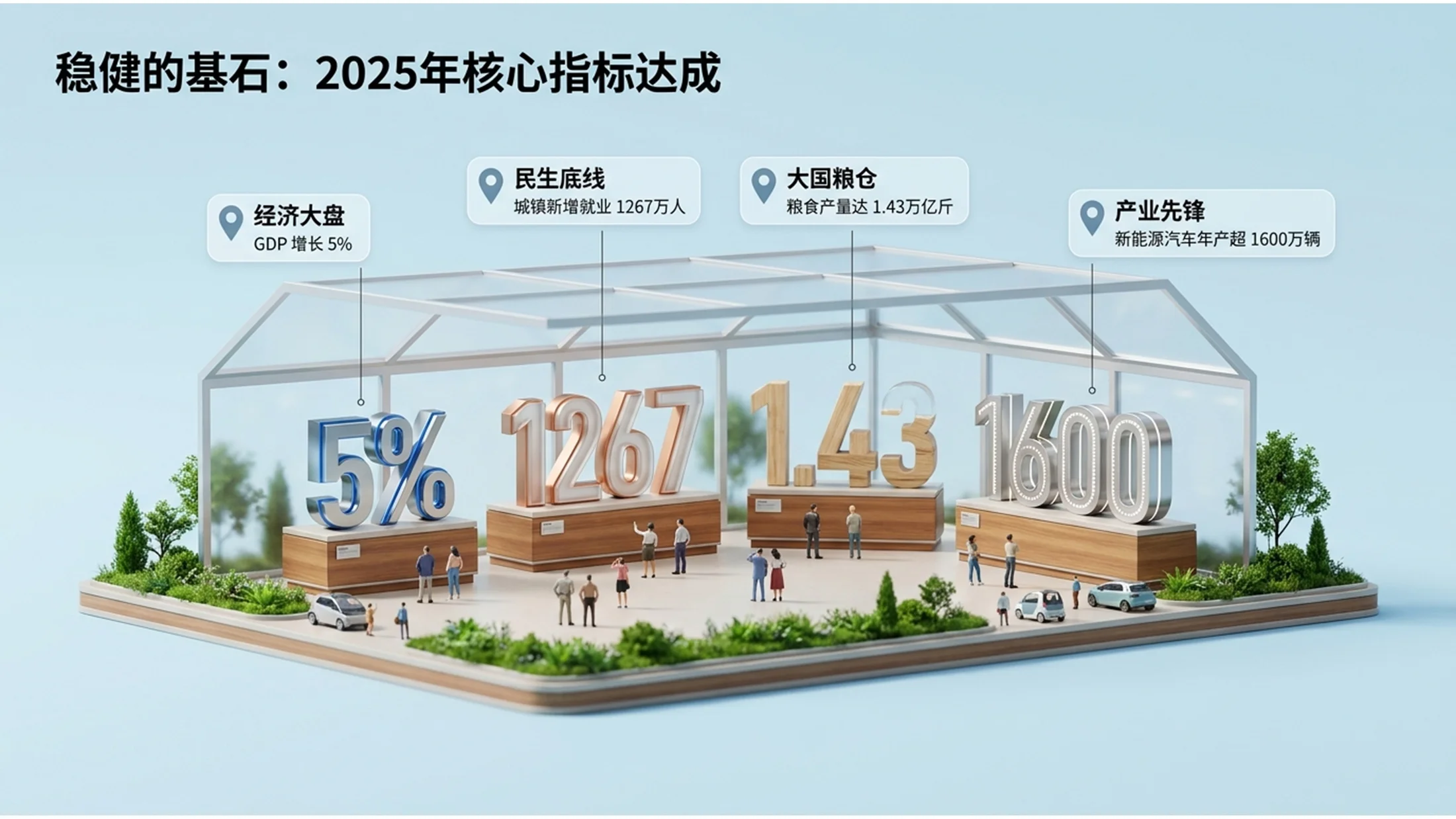 3D微缩画面风格政府工作报告PPT - 预览图1