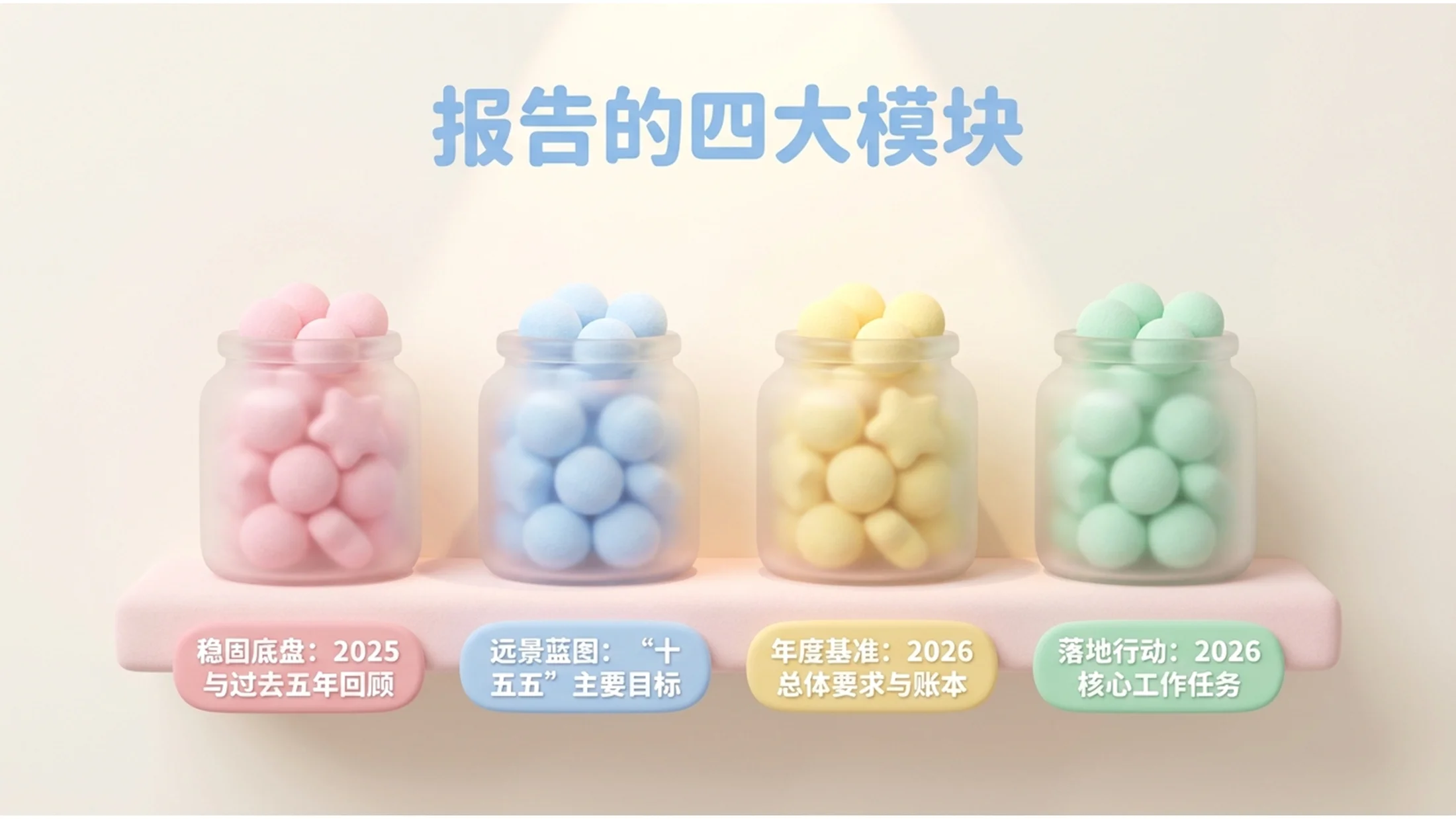 柔软甜蜜棉花糖风格政府工作报告PPT - 预览图1