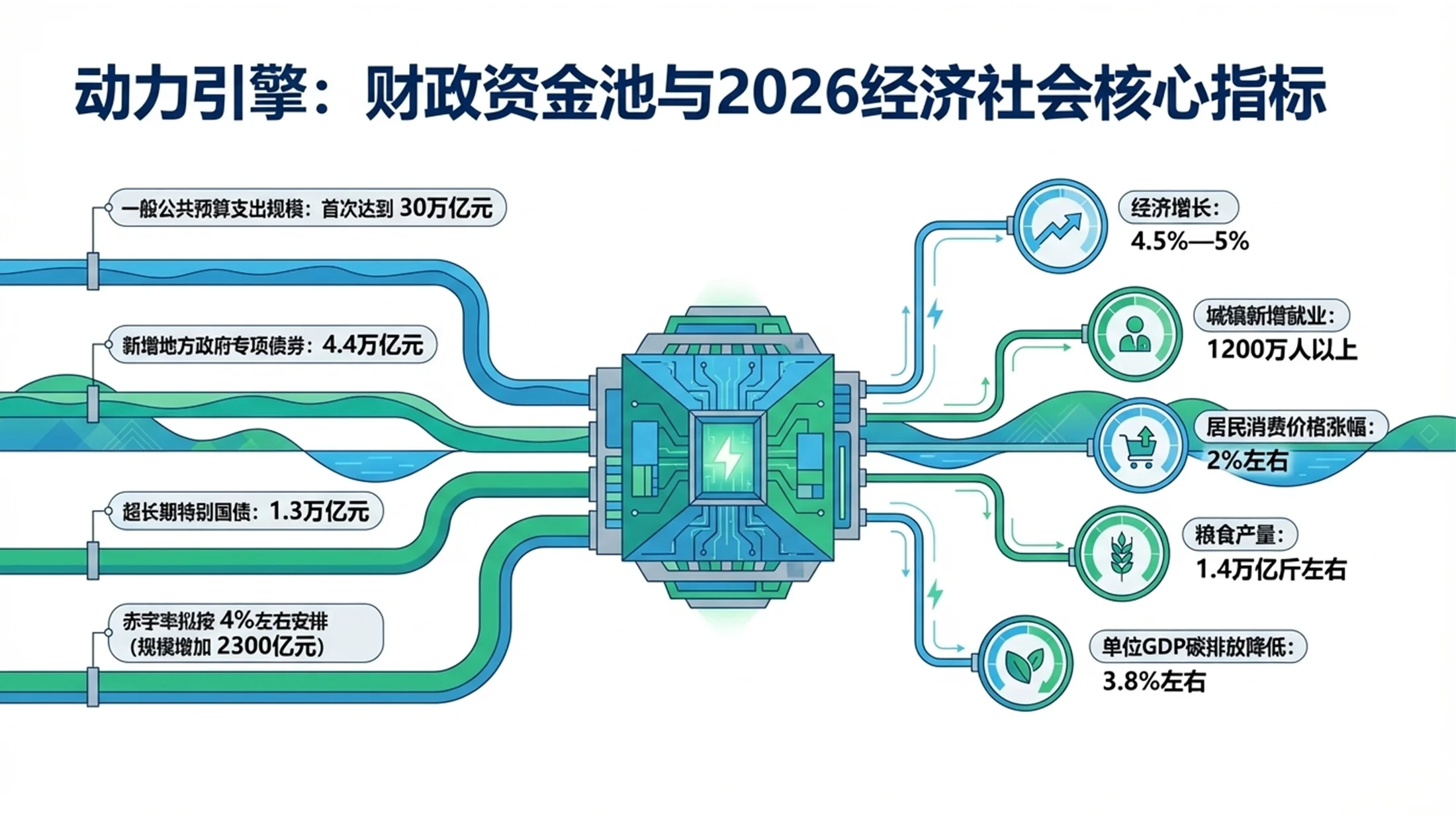 蓝绿扁平插画2.5D等距风格政府工作报告PPT - 预览图3