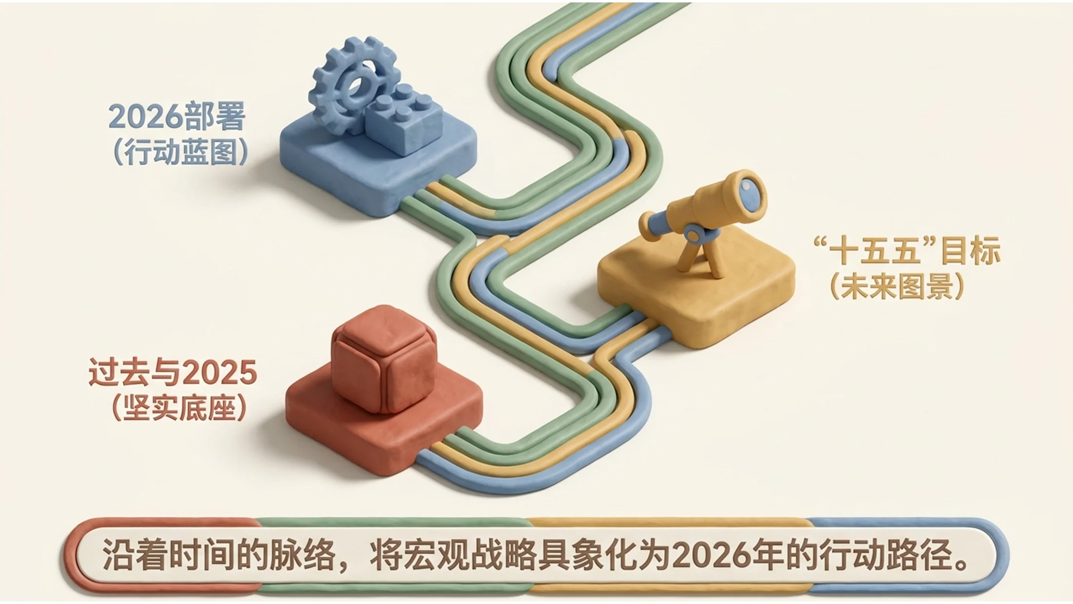 可爱柔和陶土风格政府工作报告PPT - 预览图1