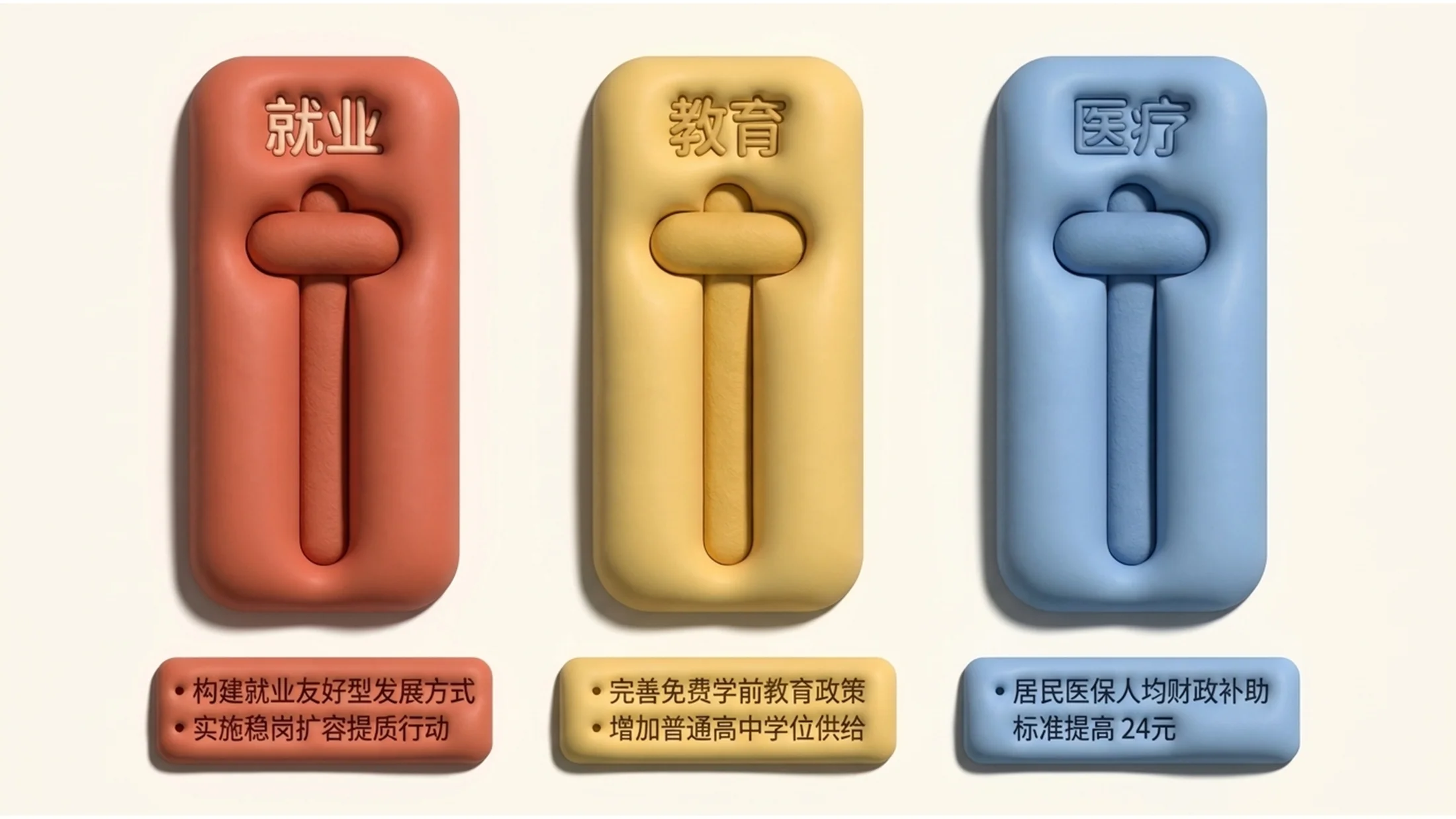 可爱柔和陶土风格政府工作报告PPT - 预览图12