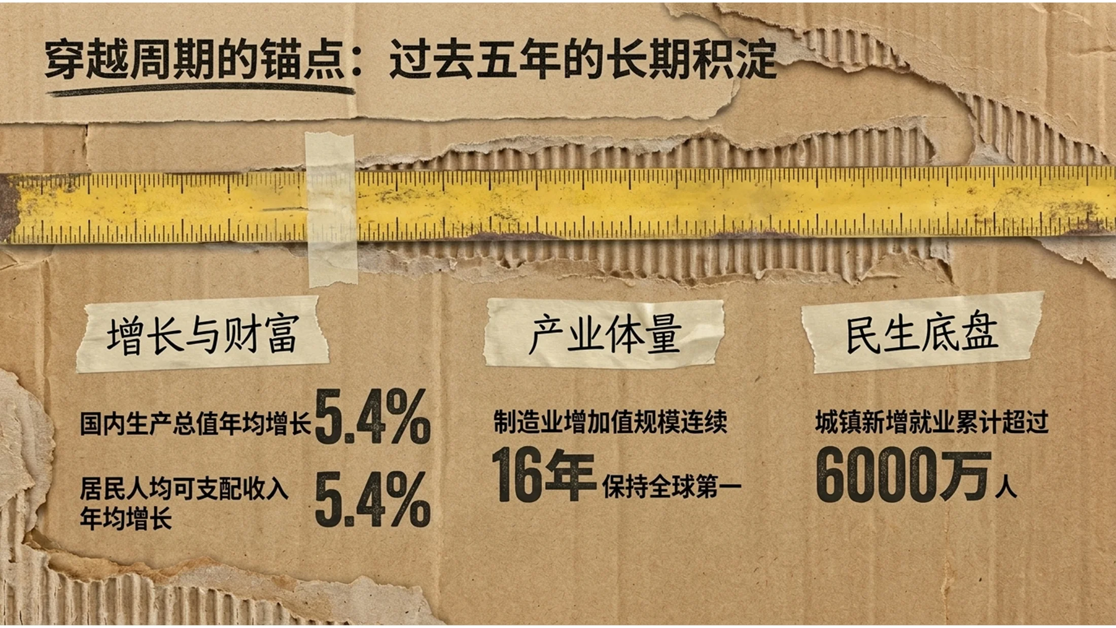 粗糙瓦楞纸拼贴画风格政府工作报告PPT - 预览图2