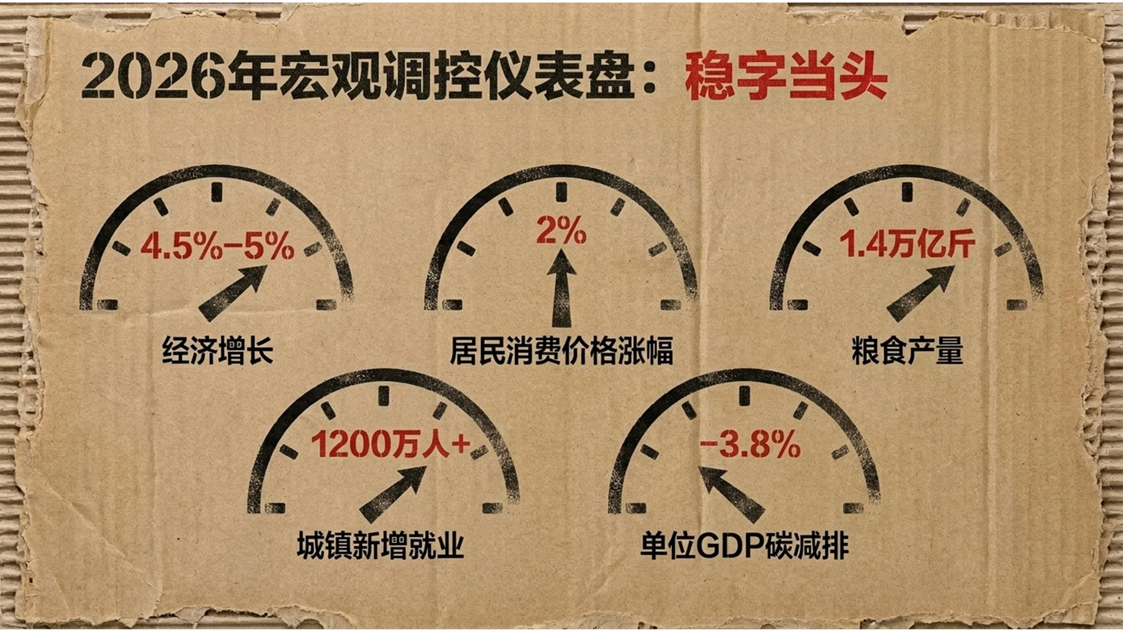 粗糙瓦楞纸拼贴画风格政府工作报告PPT - 预览图7