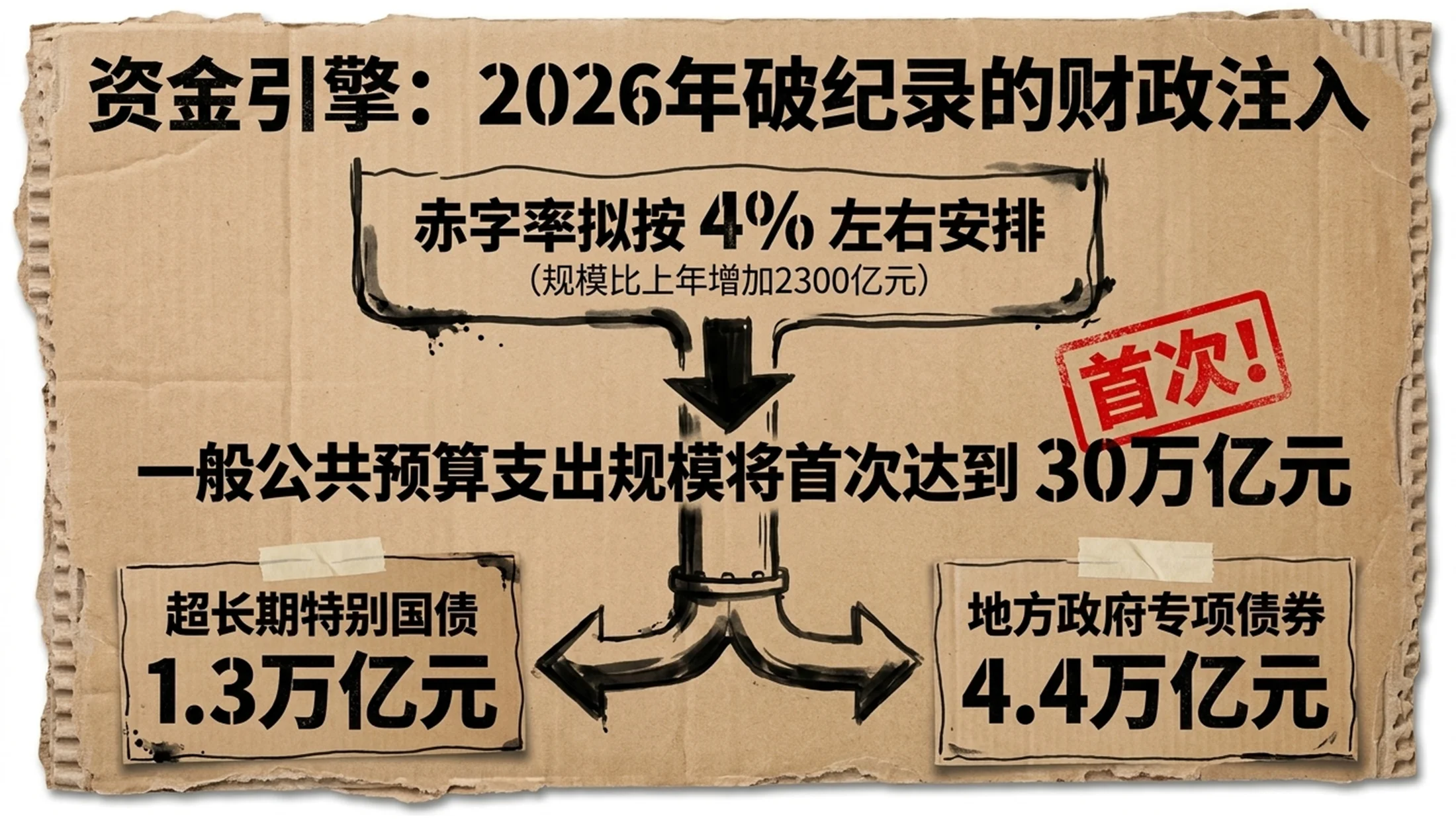 粗糙瓦楞纸拼贴画风格政府工作报告PPT - 预览图8