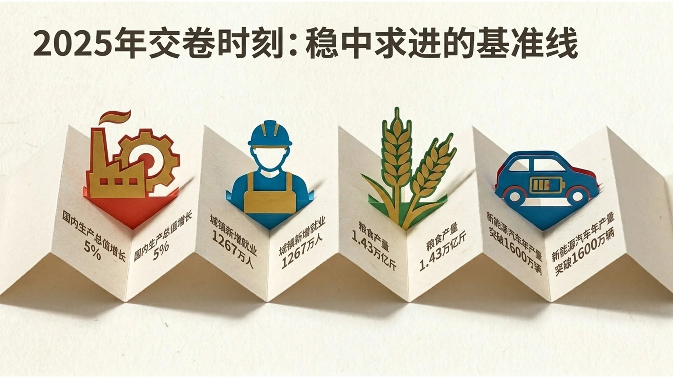 立体纸模折叠场景风格政府工作报告PPT - 预览图1