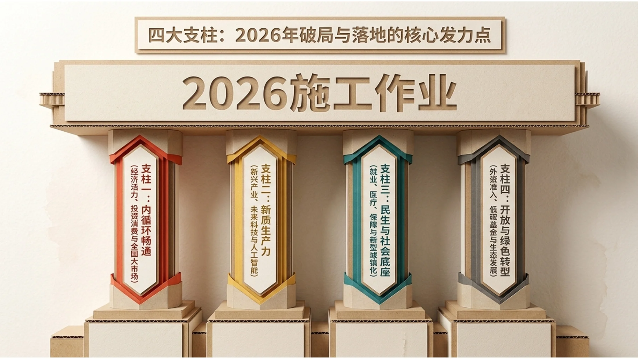 立体纸模折叠场景风格政府工作报告PPT - 预览图6