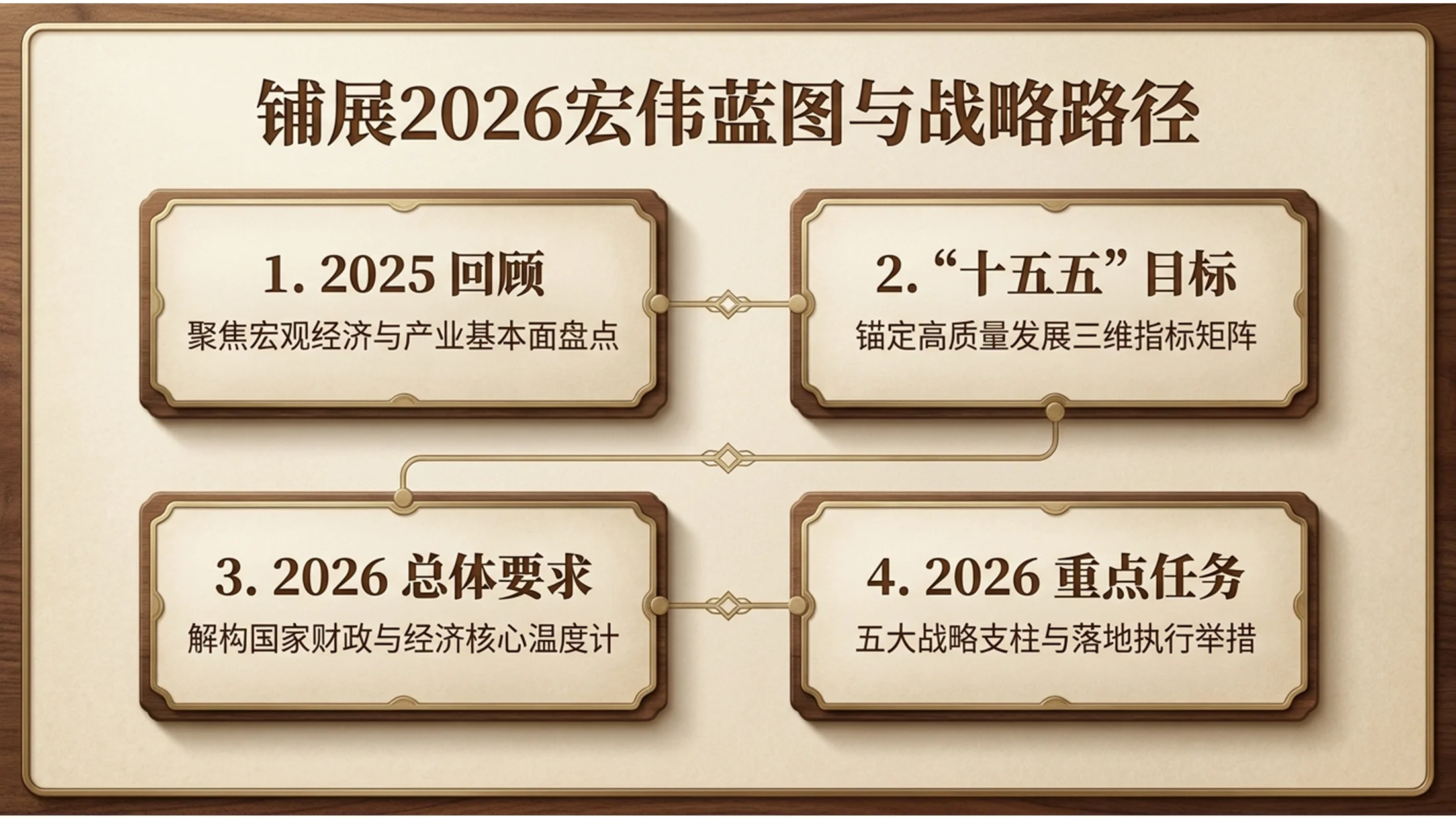 深色庄重胡桃木雕刻风格政府工作报告PPT - 预览图1
