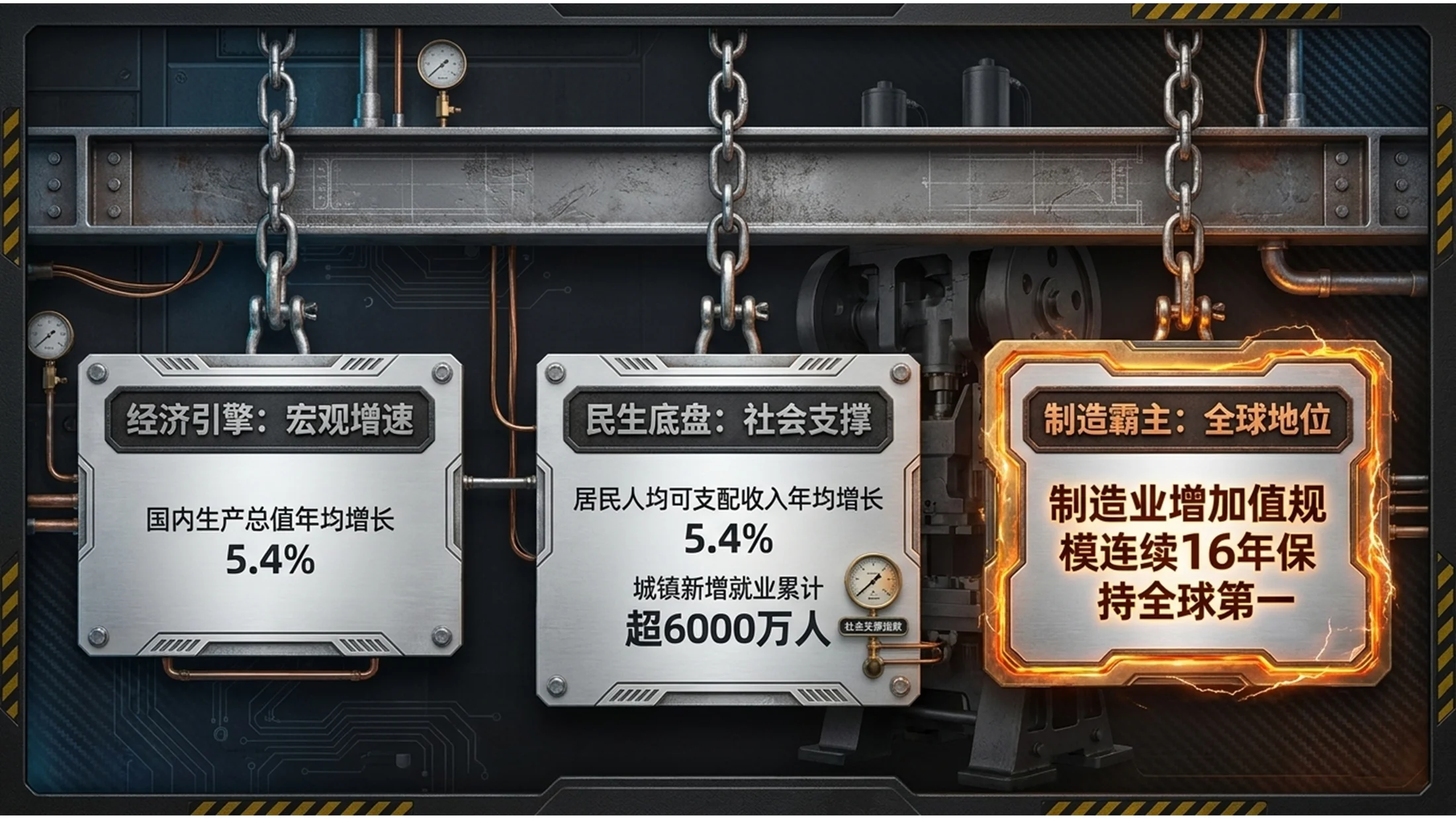 钢铁时代金属铸铁工业风格政府工作报告PPT - 预览图4