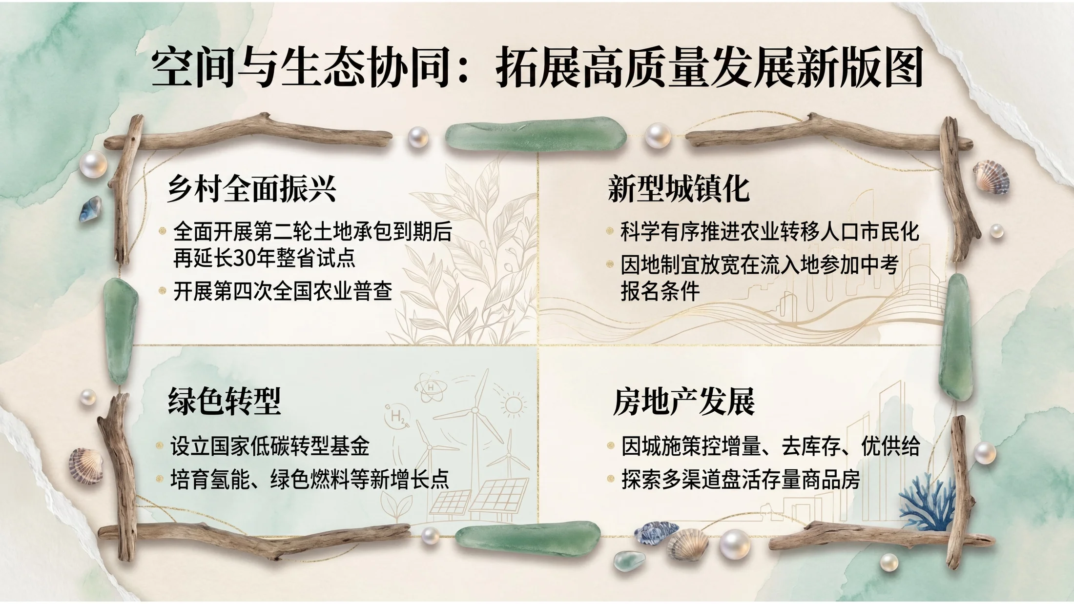 漂亮海洋贝壳拼贴风格政府工作报告PPT - 预览图7