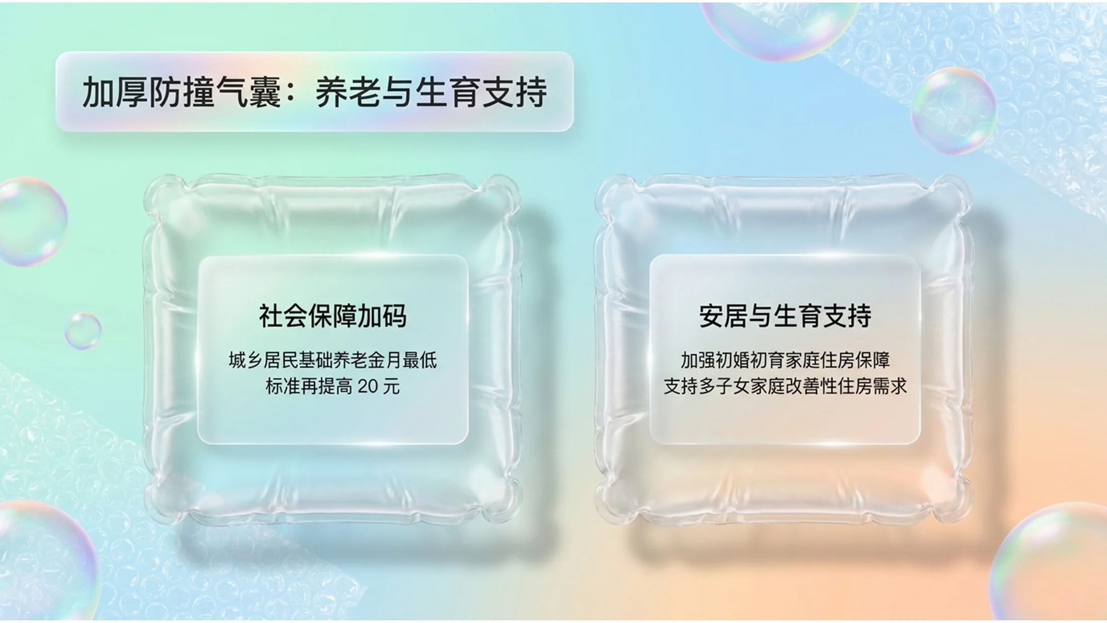 可爱柔和泡泡塑料风格政府工作报告PPT - 预览图8