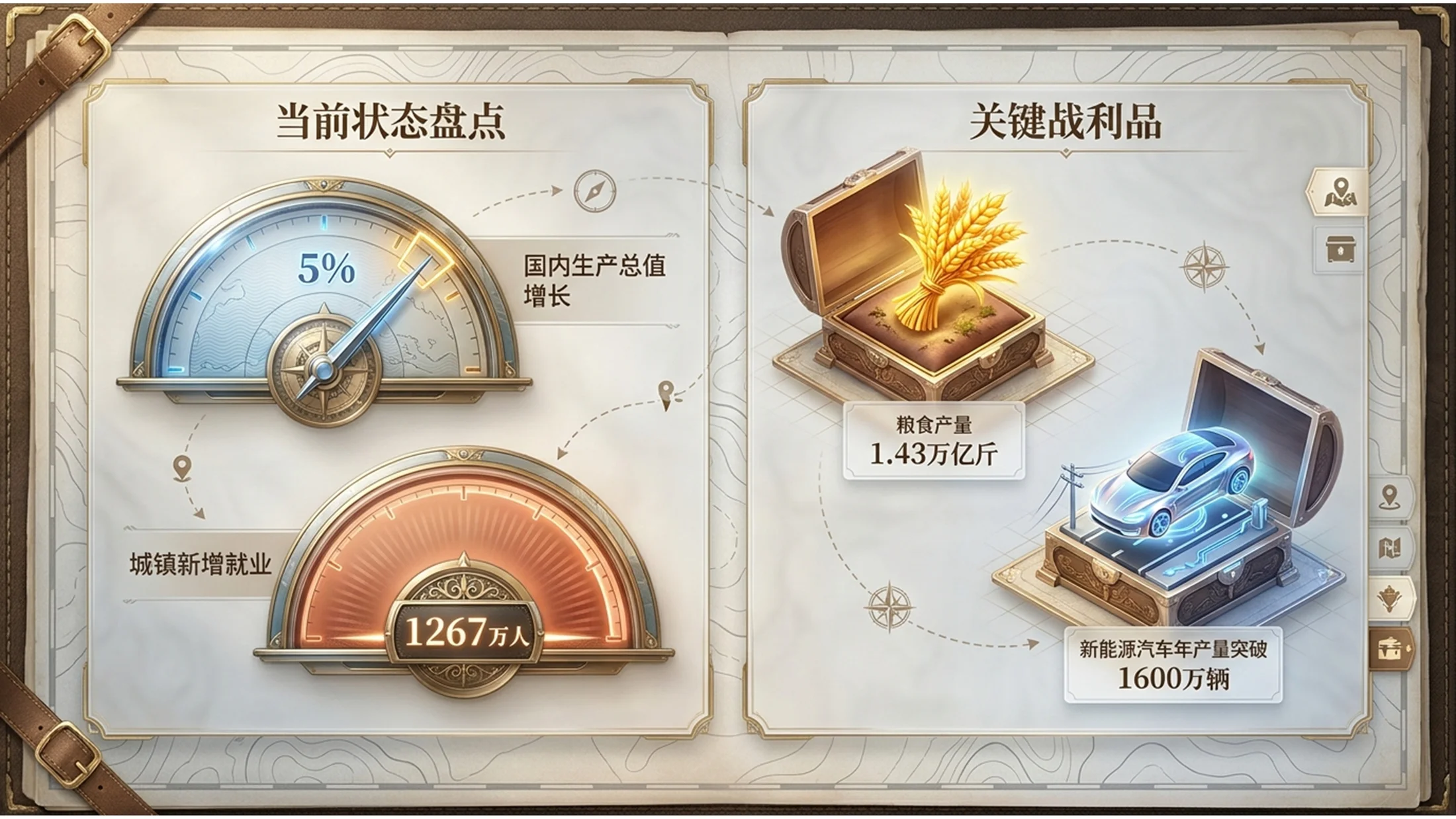 卡通手绘冒险地图风格政府工作报告PPT - 预览图1