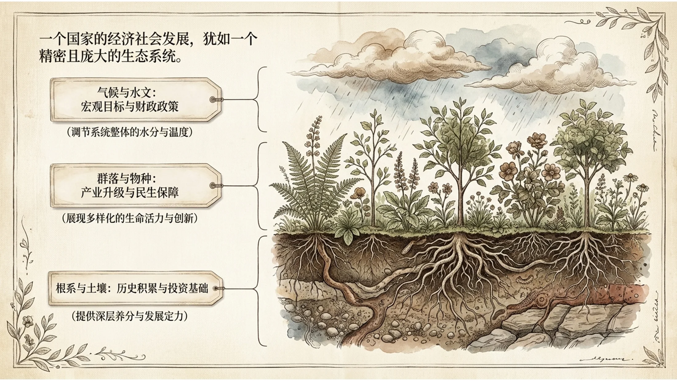 复古手绘博物馆图谱风格政府工作报告PPT - 预览图1