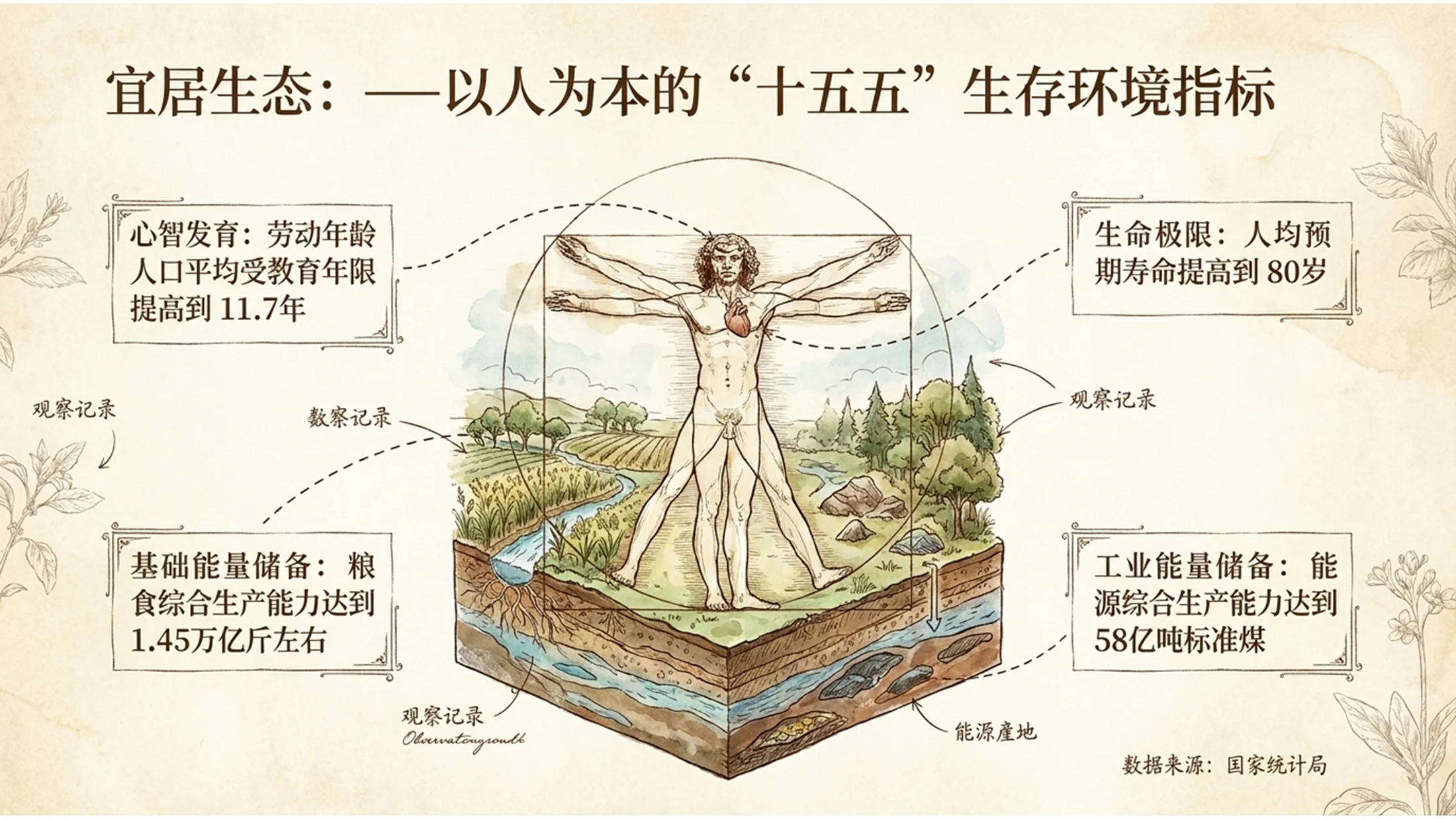 复古手绘博物馆图谱风格政府工作报告PPT - 预览图5