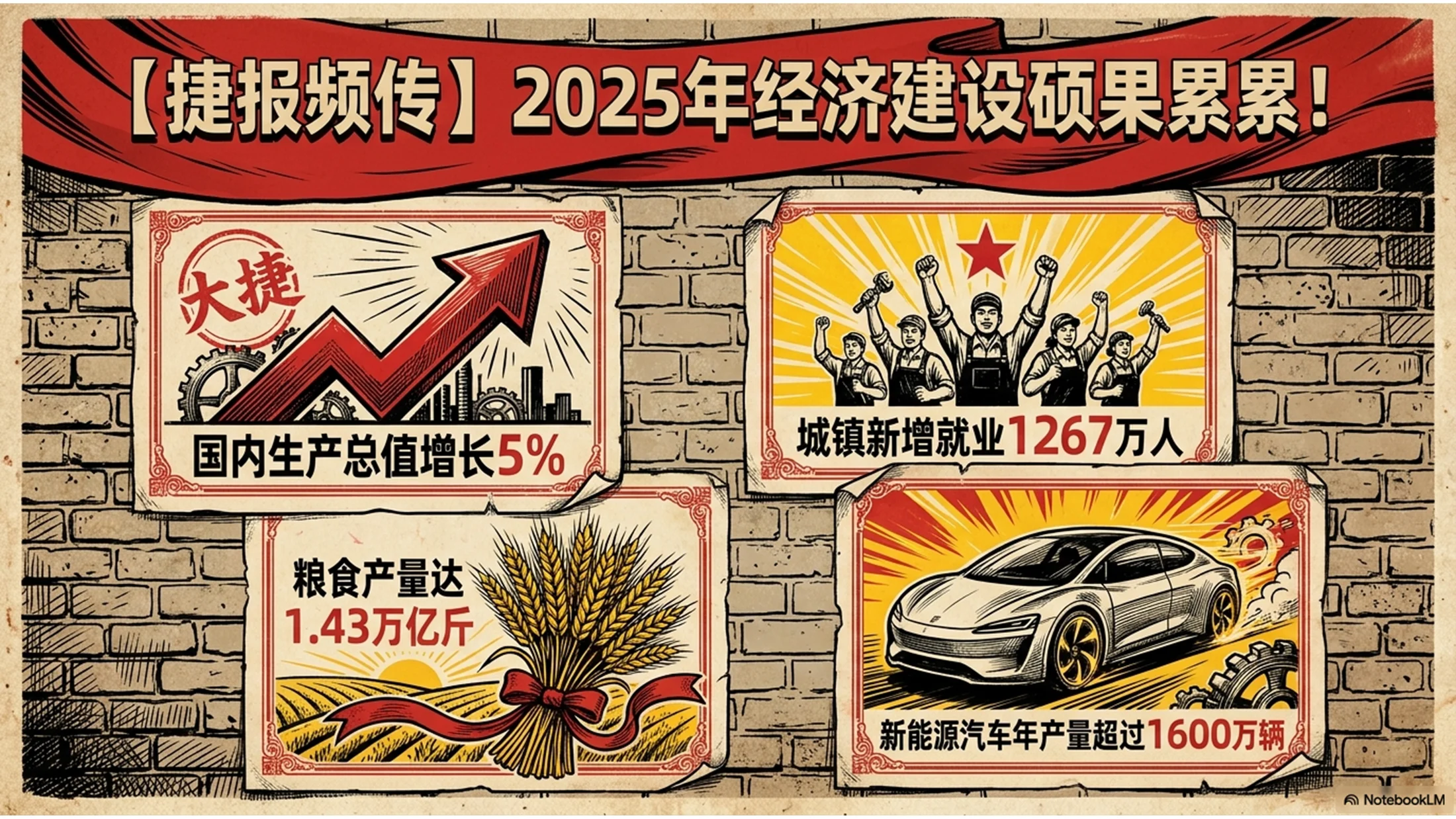 红色革命年代海报风格政府工作报告PPT - 预览图1